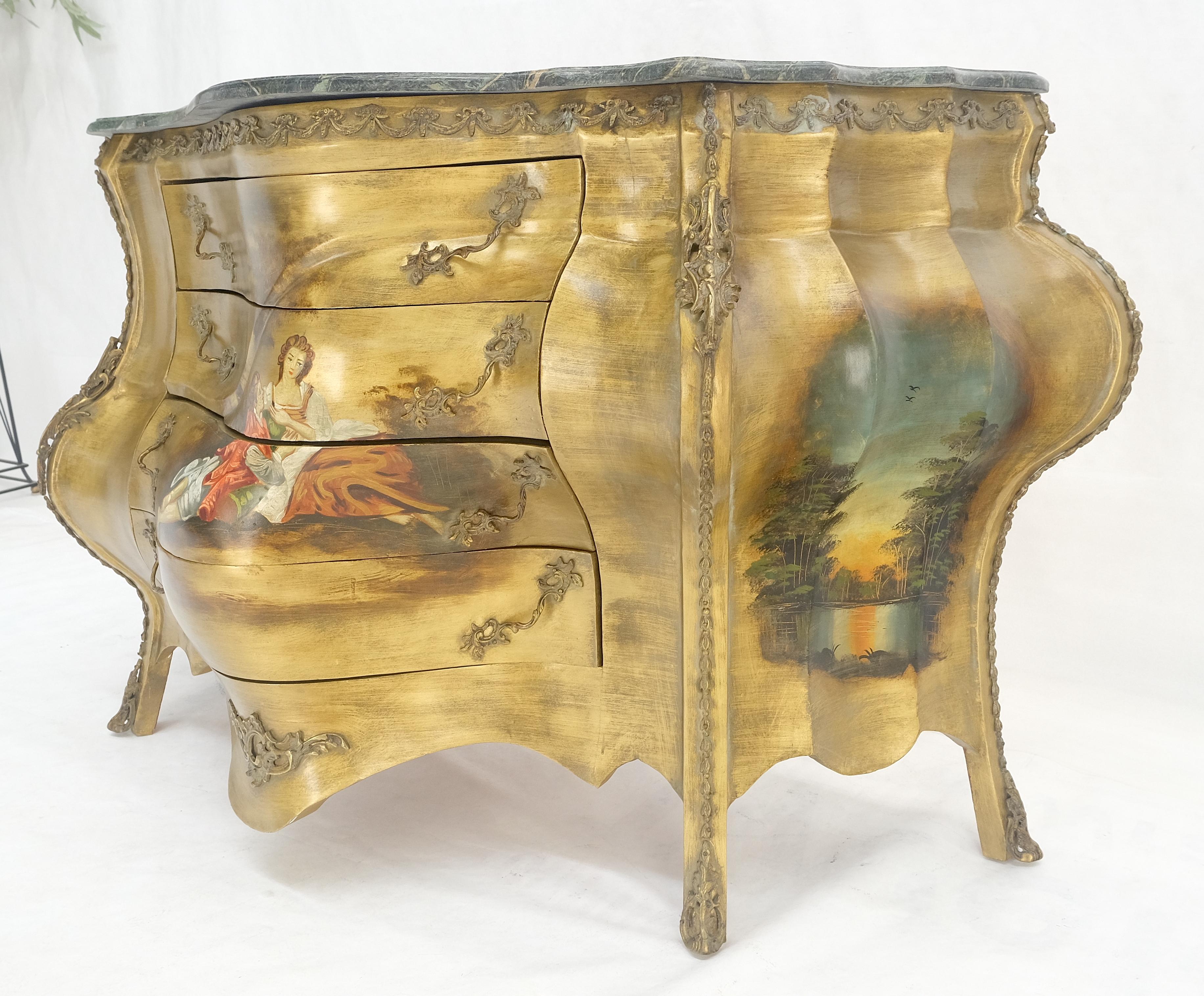 Comò a 3 cassetti con piano in marmo dipinto in stile bombe veneziane MINT! in vendita 5