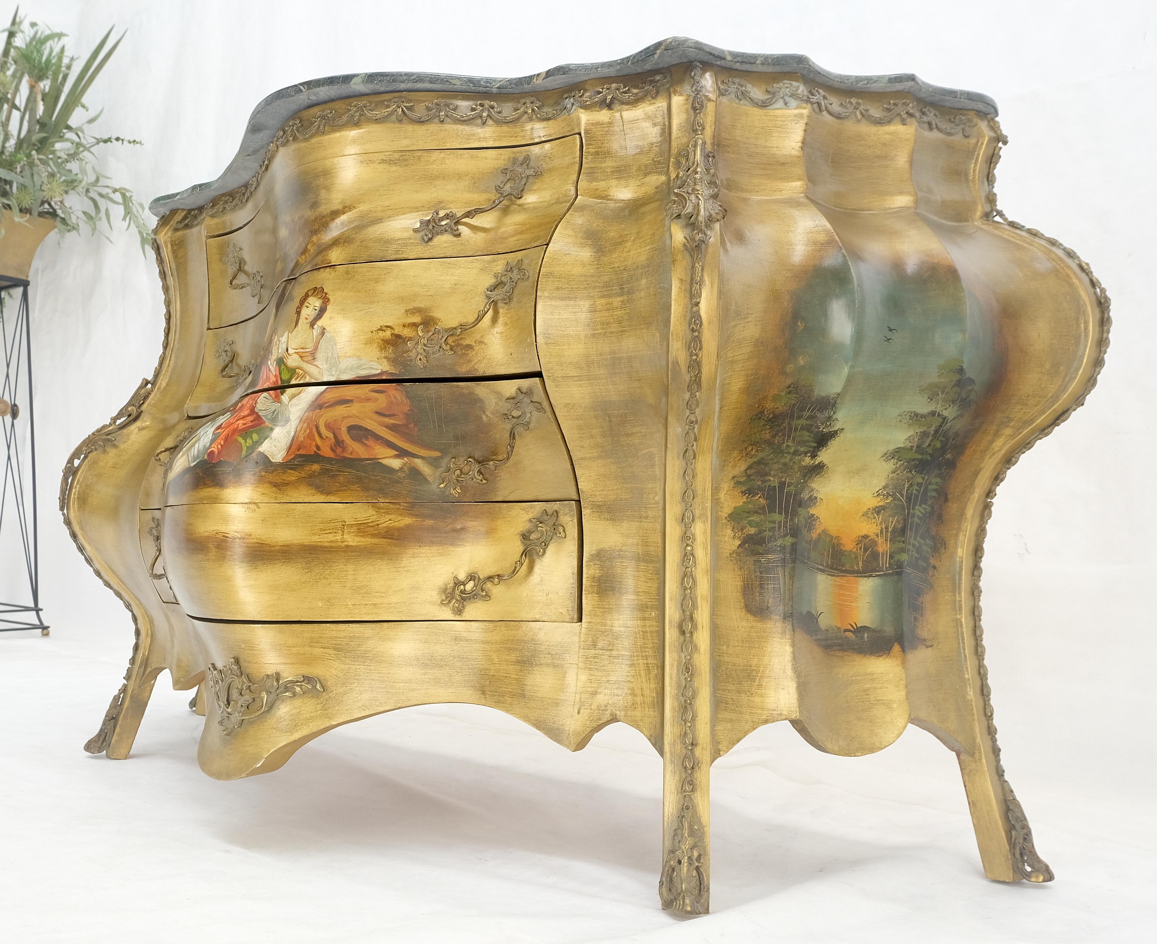 Comò a 3 cassetti con piano in marmo dipinto in stile bombe veneziane MINT! in vendita 6