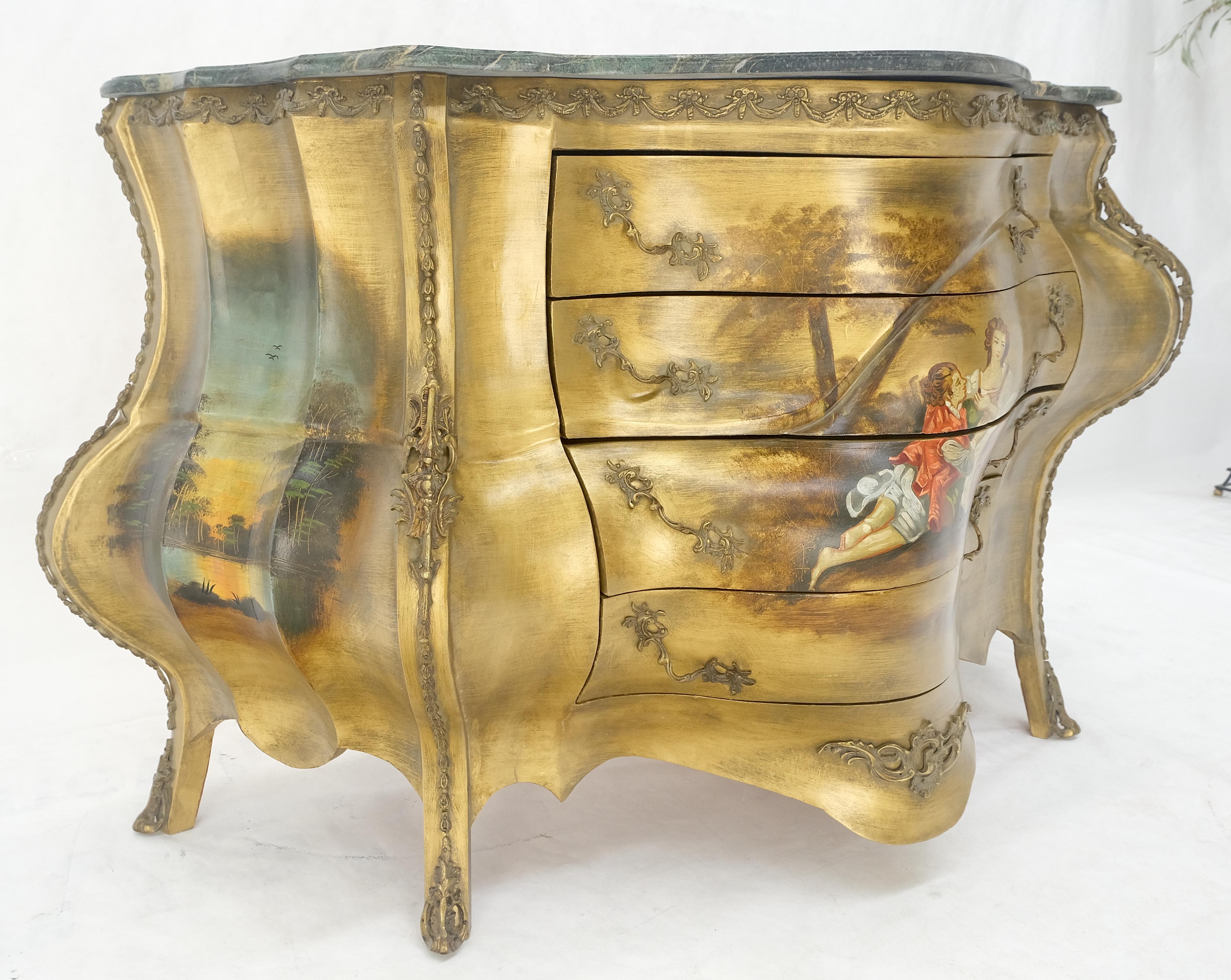 Comò a 3 cassetti con piano in marmo dipinto in stile bombe veneziane MINT! in vendita 10