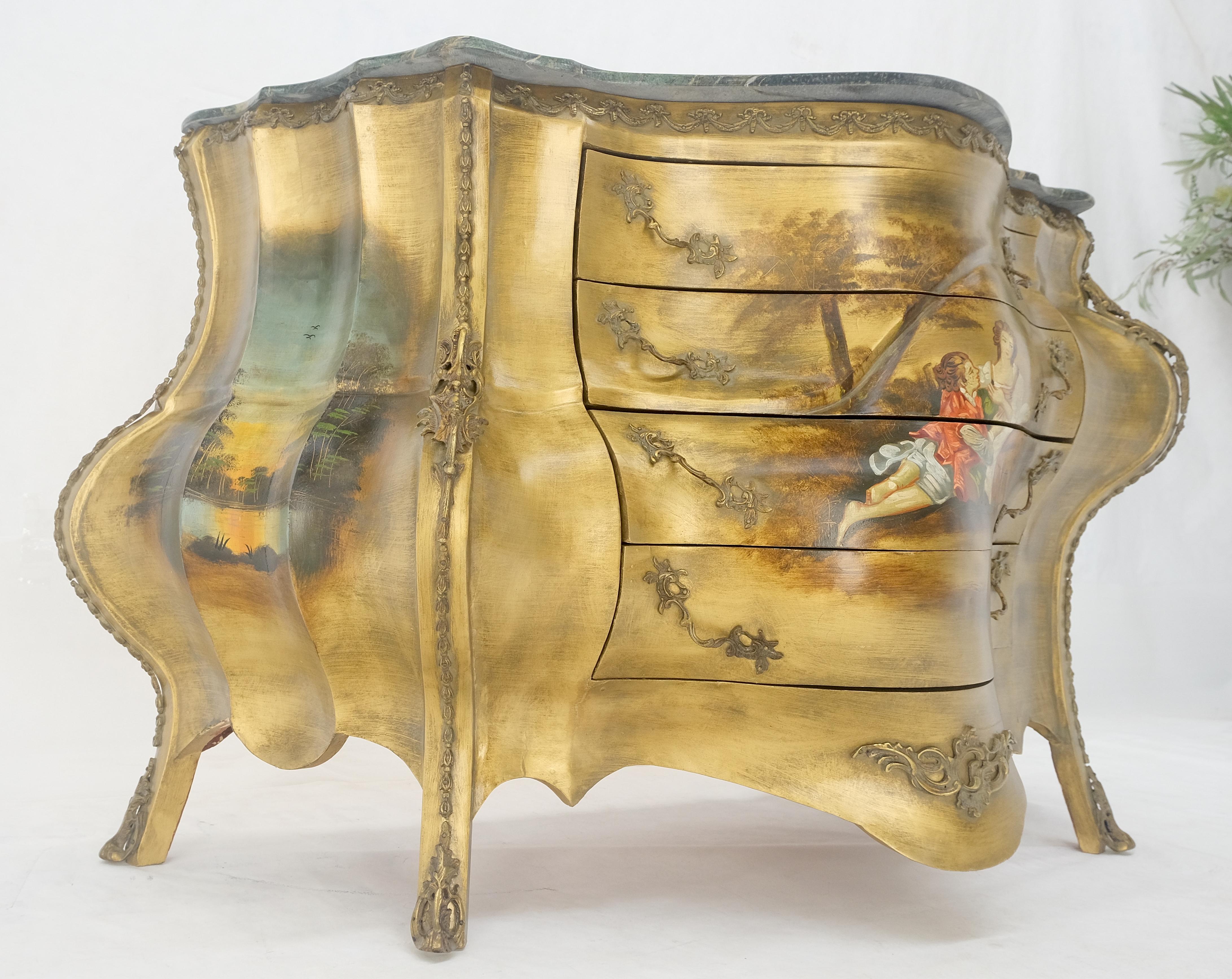 Comò a 3 cassetti con piano in marmo dipinto in stile bombe veneziane MINT! In condizioni buone in vendita a Rockaway, NJ