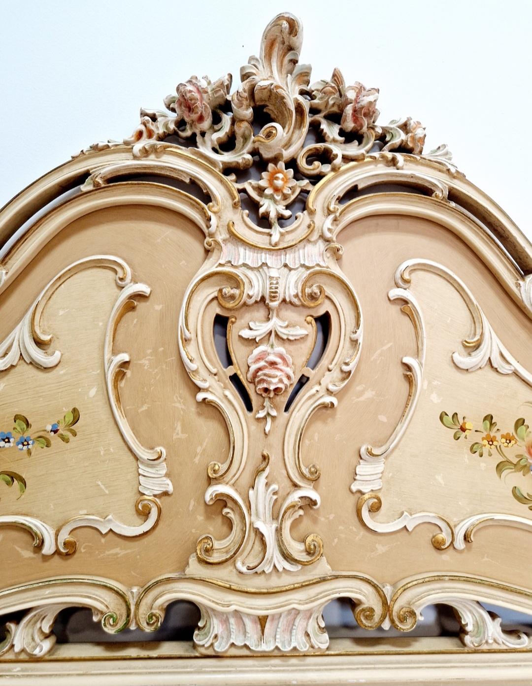 Lacquered Venetian Italian King Size Bed For Sale