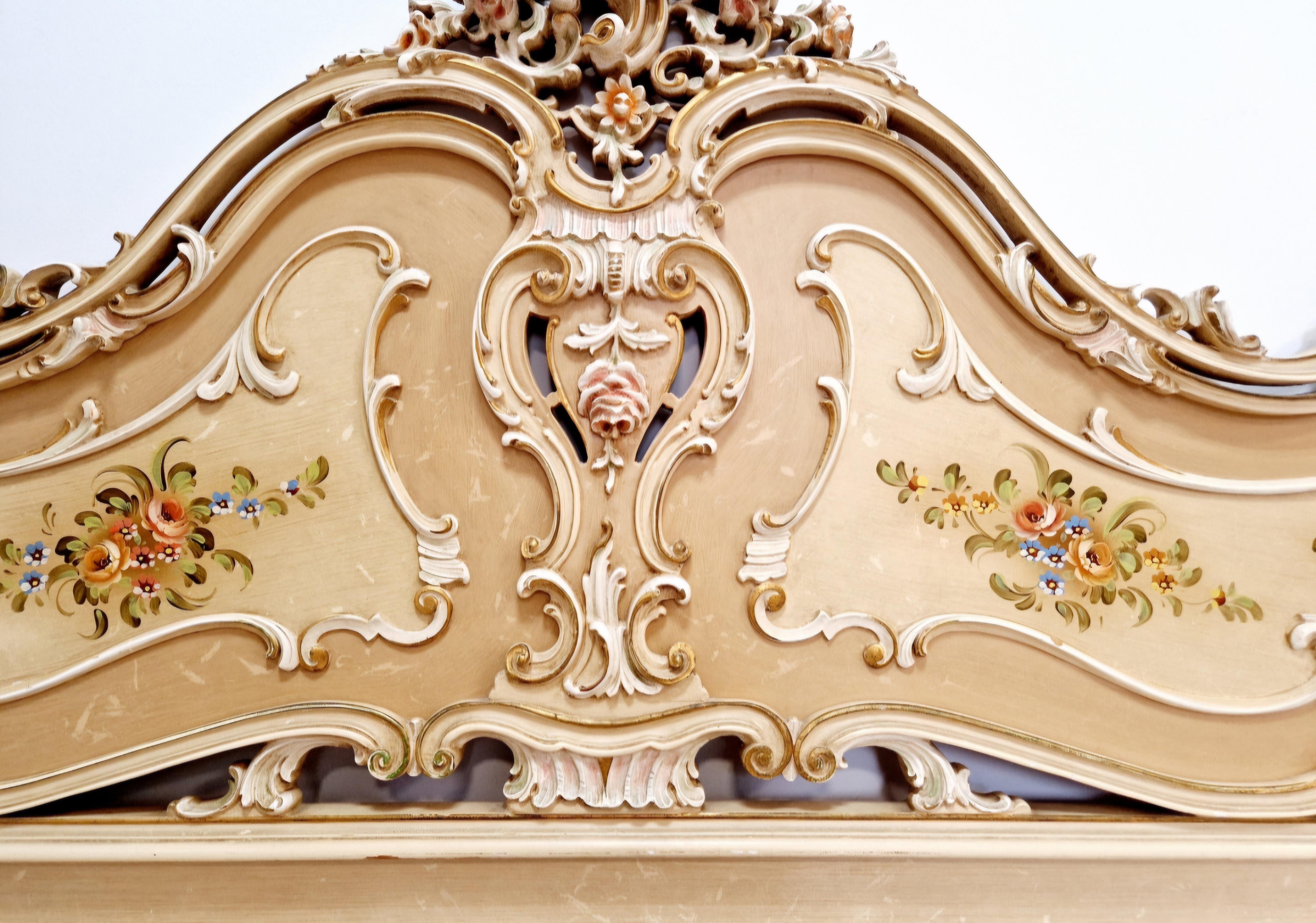 Wood Venetian Italian King Size Bed For Sale