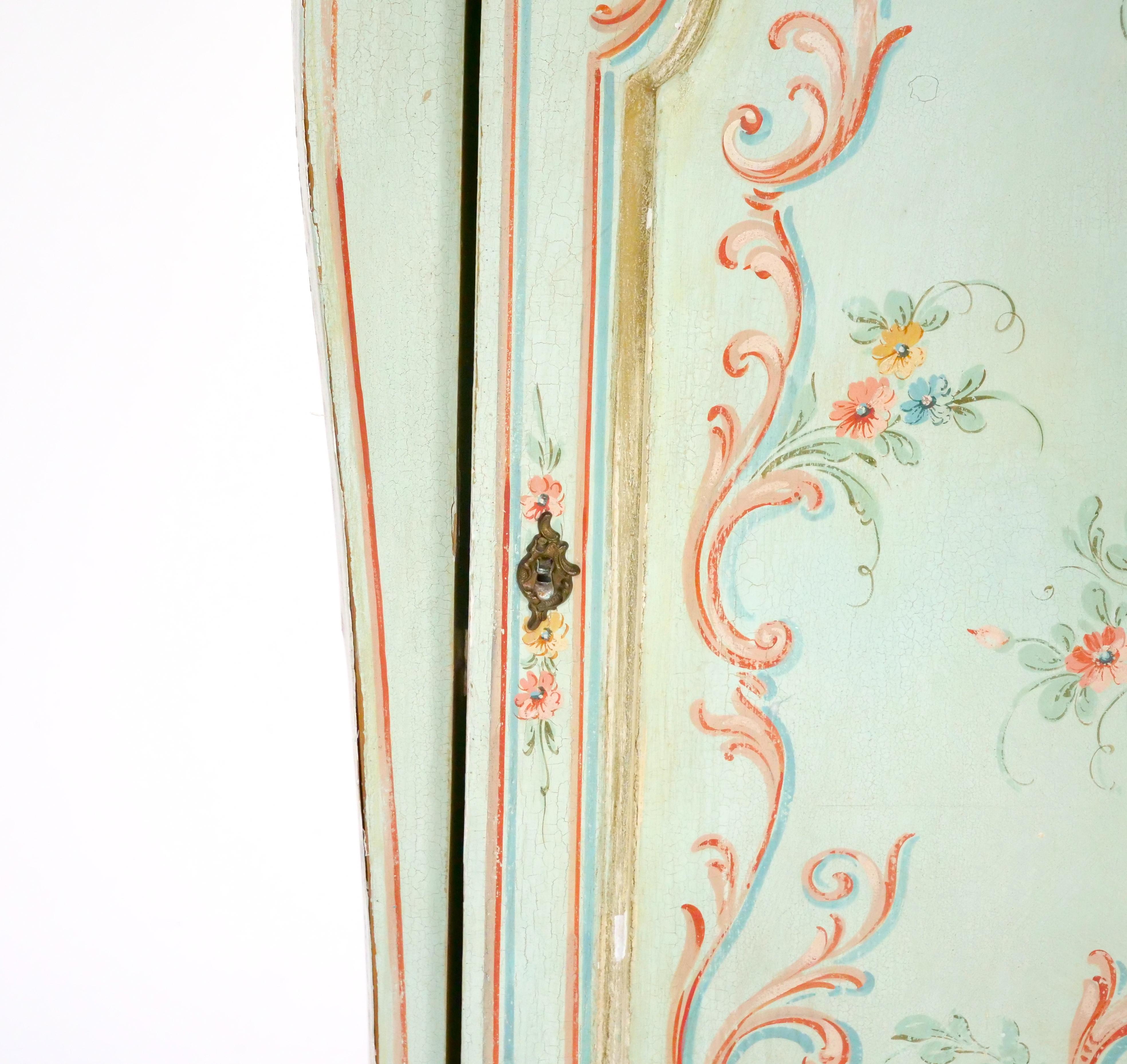Venetian Italian Style Polychrome Secretary Bookcase For Sale 4