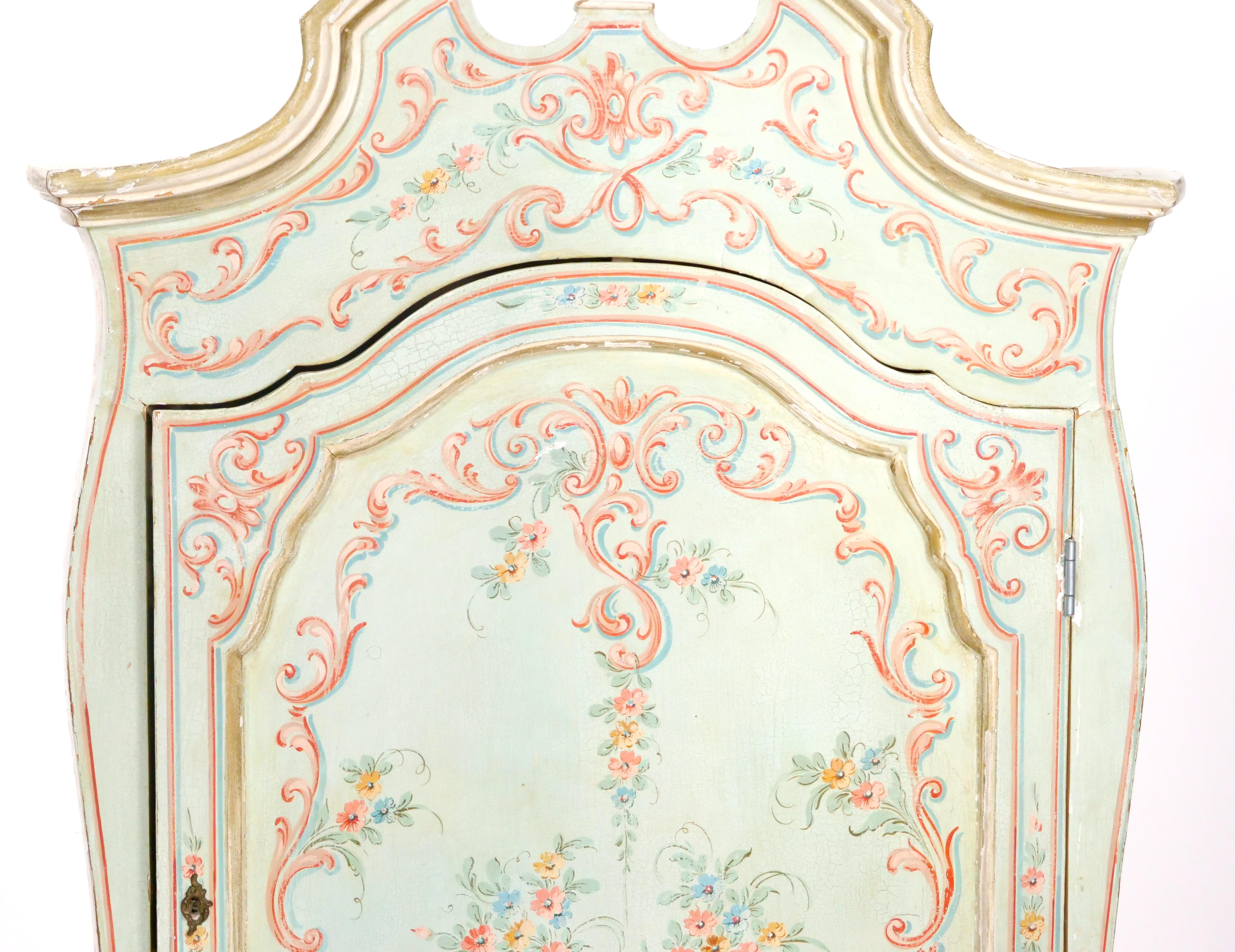 Venetian Italian Style Polychrome Secretary Bookcase For Sale 6