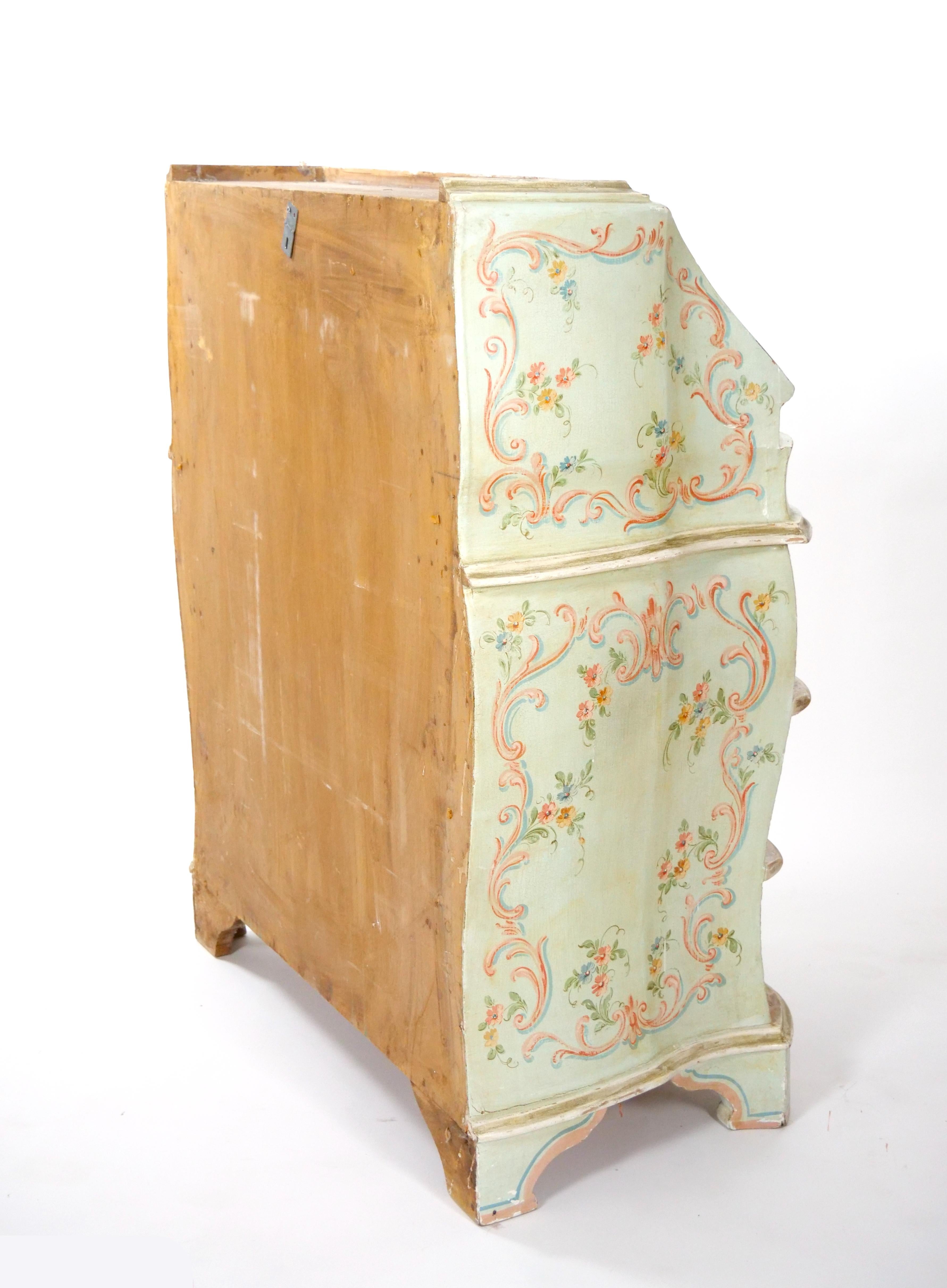 Venetian Italian Style Polychrome Secretary Bookcase For Sale 7