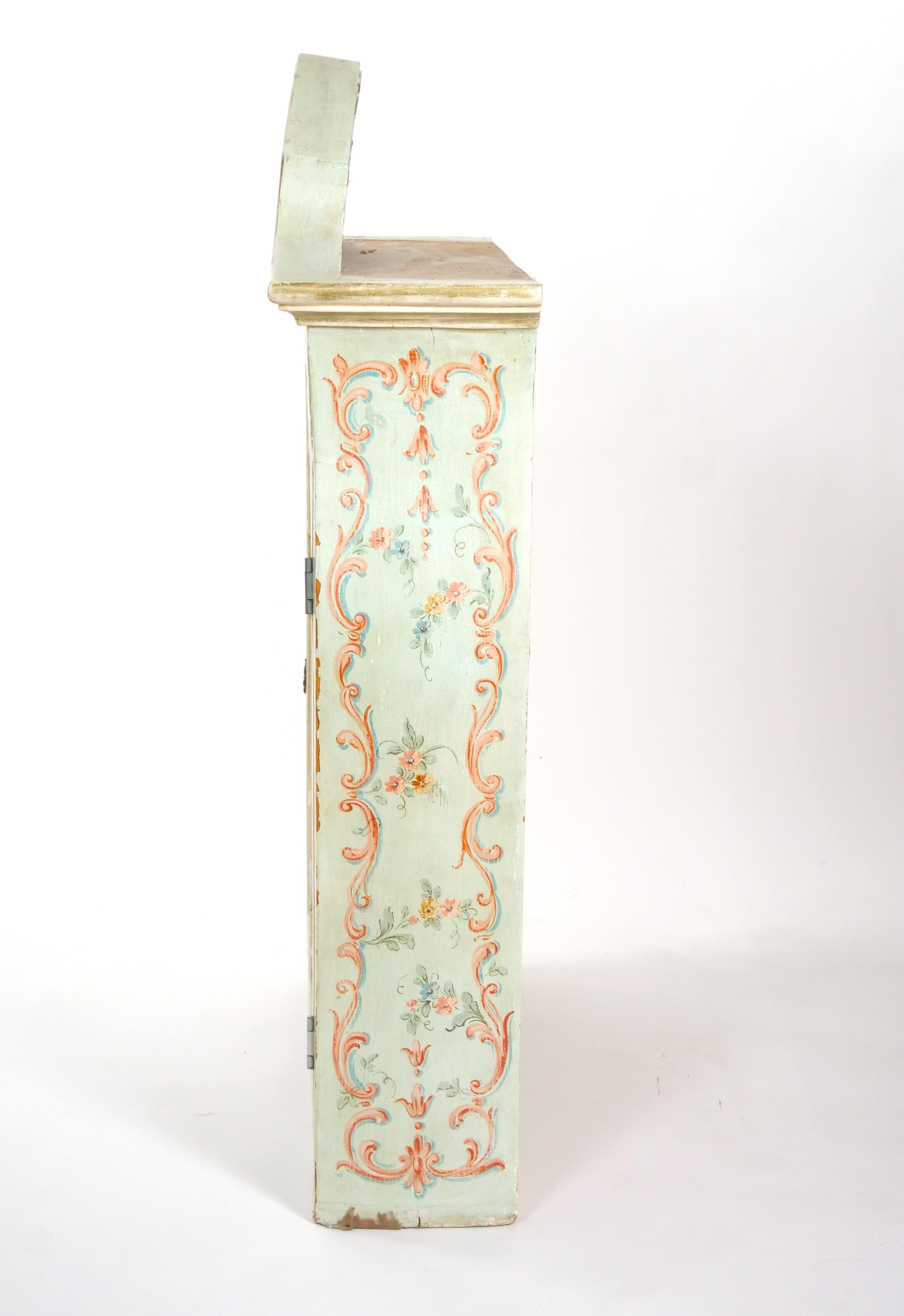 Venetian Italian Style Polychrome Secretary Bookcase For Sale 1