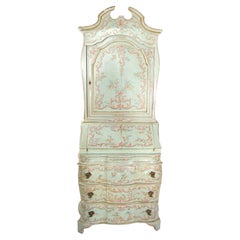 Antique Venetian Italian Style Polychrome Secretary Bookcase