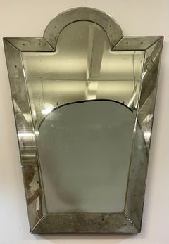 Venetian 'Key Hole' Shaped Beveled Glass Mirror, Hollywood Regency Style