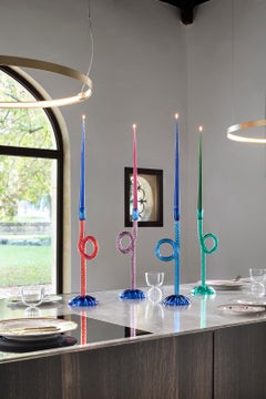 Venetian Knot- Mouth-blouwn Murano glass candle holder GREEN