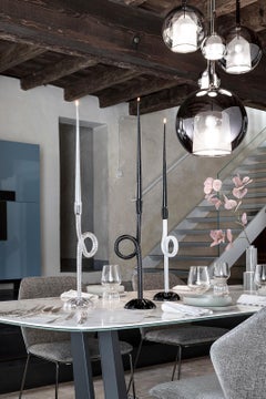 Venetian Knot -Mouth-Blown Murano Glass Candle Holder Clear