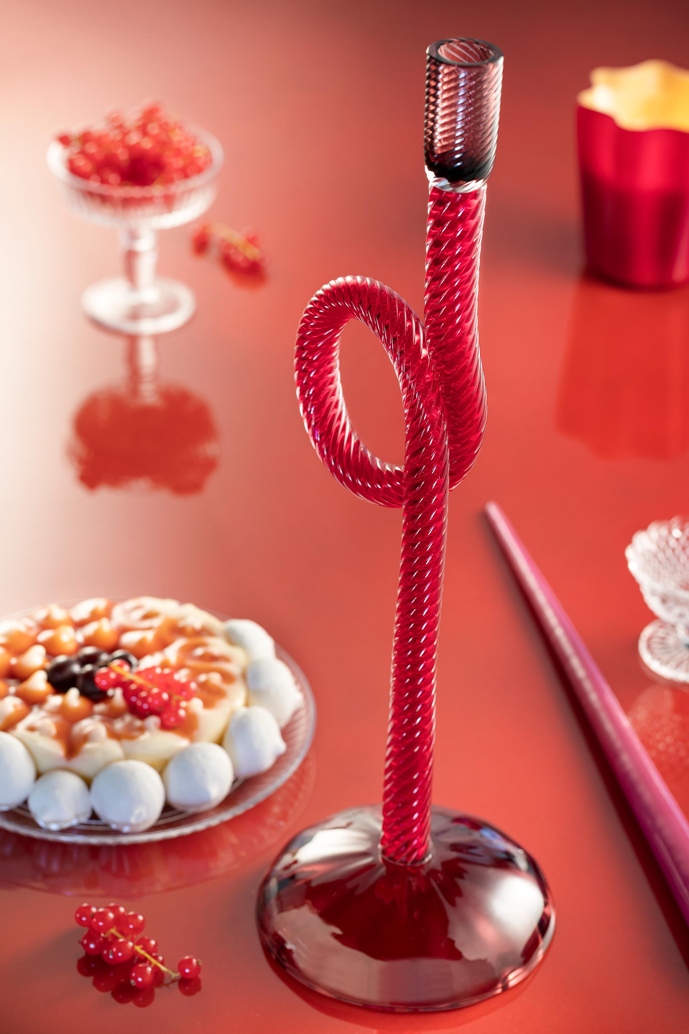 Venetian Knot Murano Glass Candleholder, Various Colors by Aina Kari (Italienisch) im Angebot