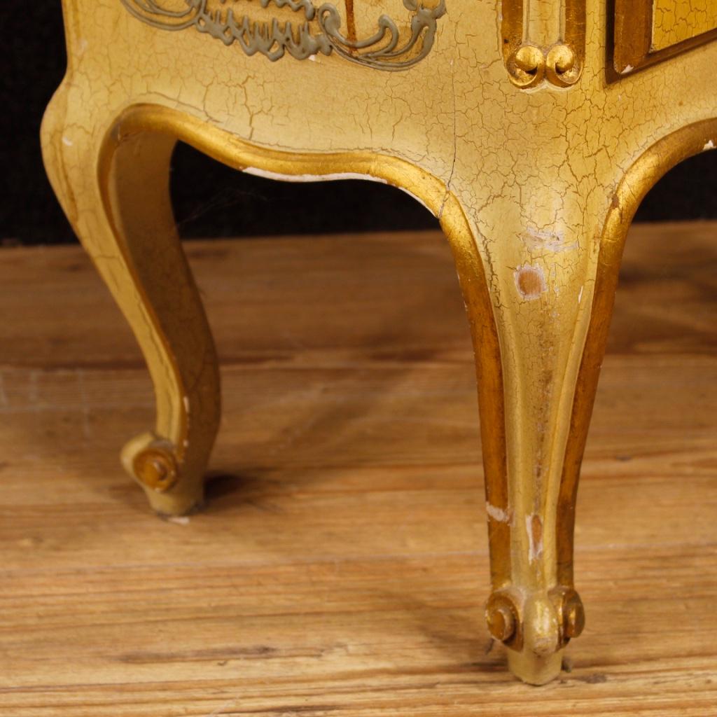 Venetian Lacquered, Painted and Gilded Bedside Table, 20th Century For Sale 2