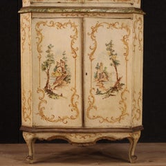 Venetian Lacquered, Painted and Gilded Corner Cabinet
