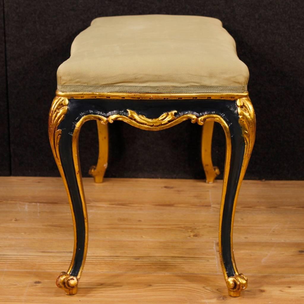 Italian Venetian Lacquered, Carved and Golden Stool from 20th Century