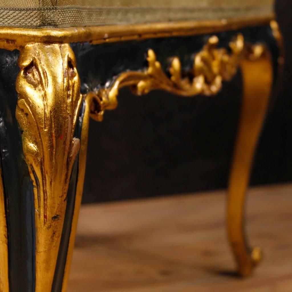 Venetian Lacquered, Carved and Golden Stool from 20th Century 3