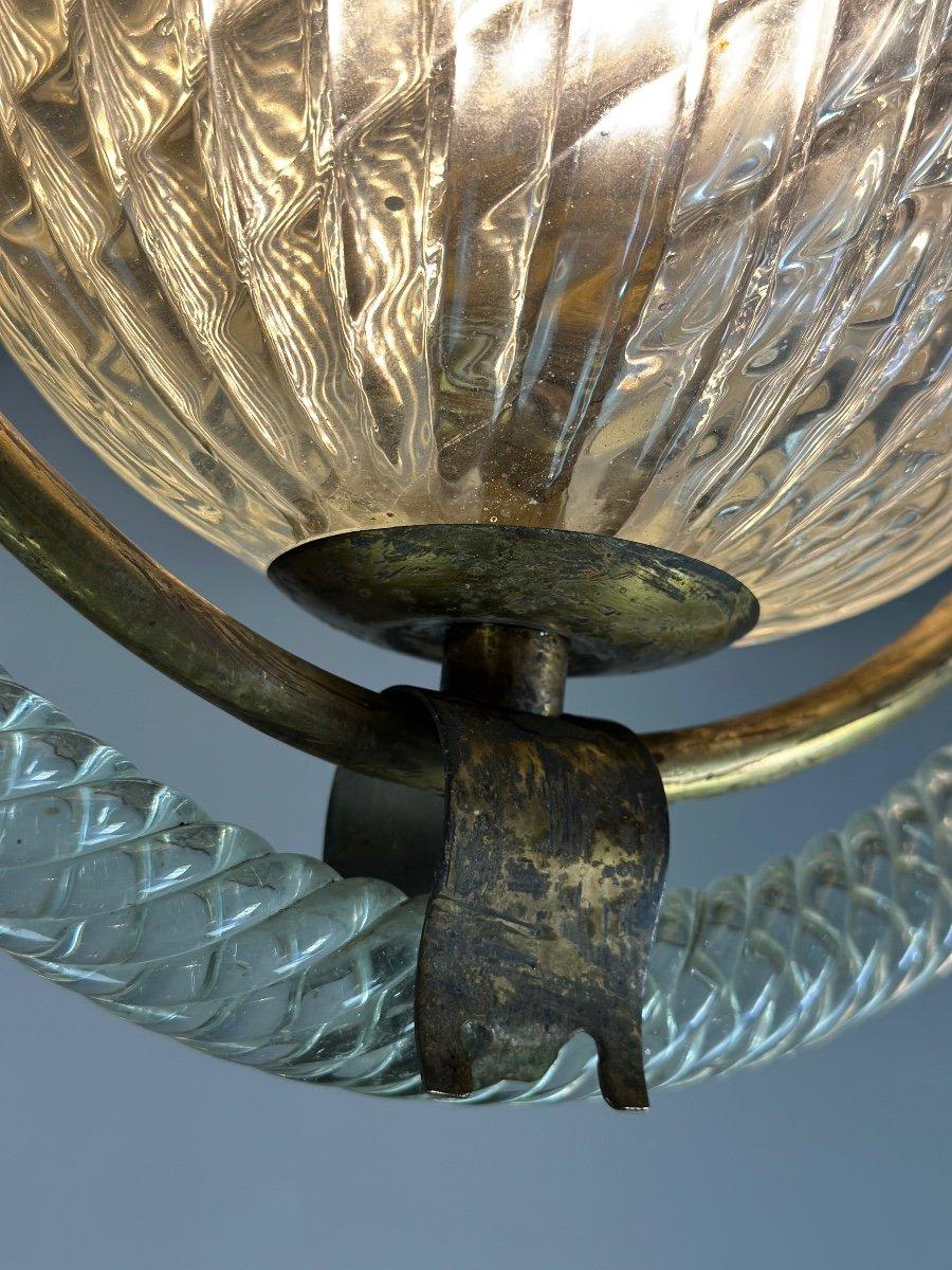 20th Century Venetian Lantern In Murano Glass And Brass Circa 1950 For Sale
