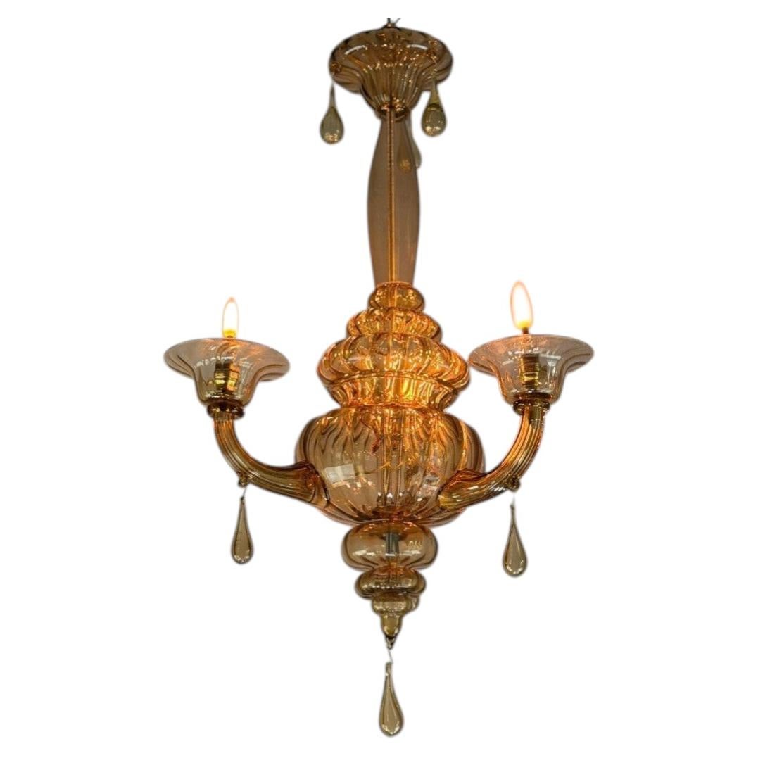 Venetian lantern made of gilded Murano glass, circa 1900 For Sale