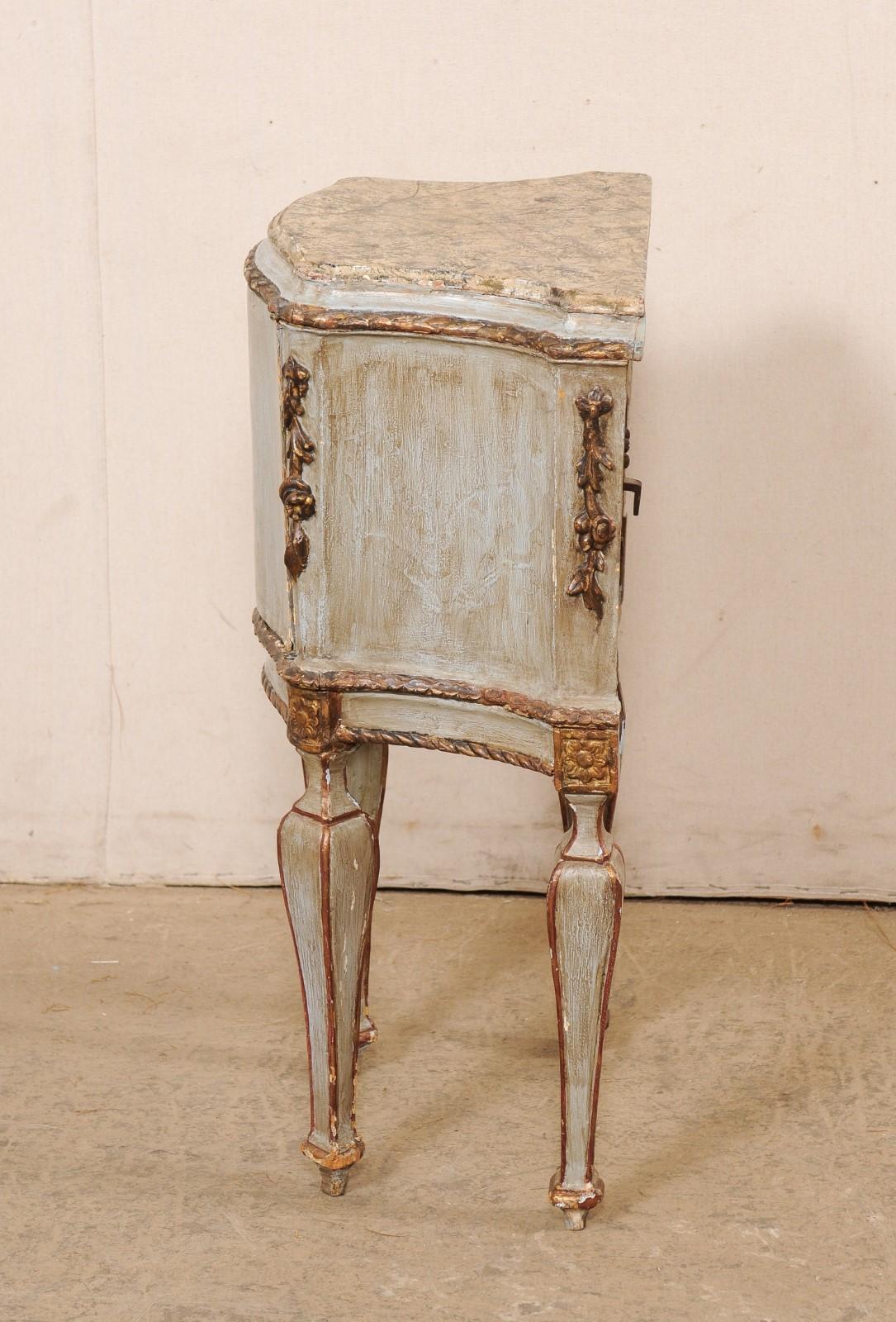 Venetian Late 18th C. Shapely Carved & Painted Side Chest w/Marble Top For Sale 5