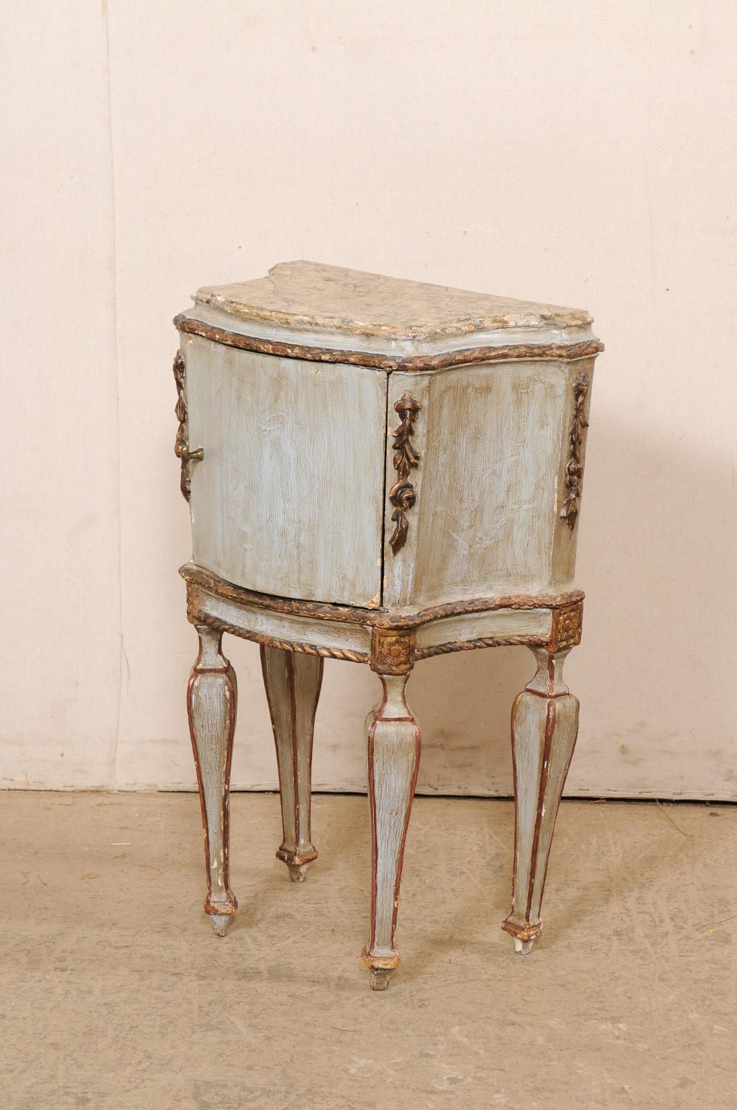 Venetian Late 18th C. Shapely Carved & Painted Side Chest w/Marble Top For Sale 6