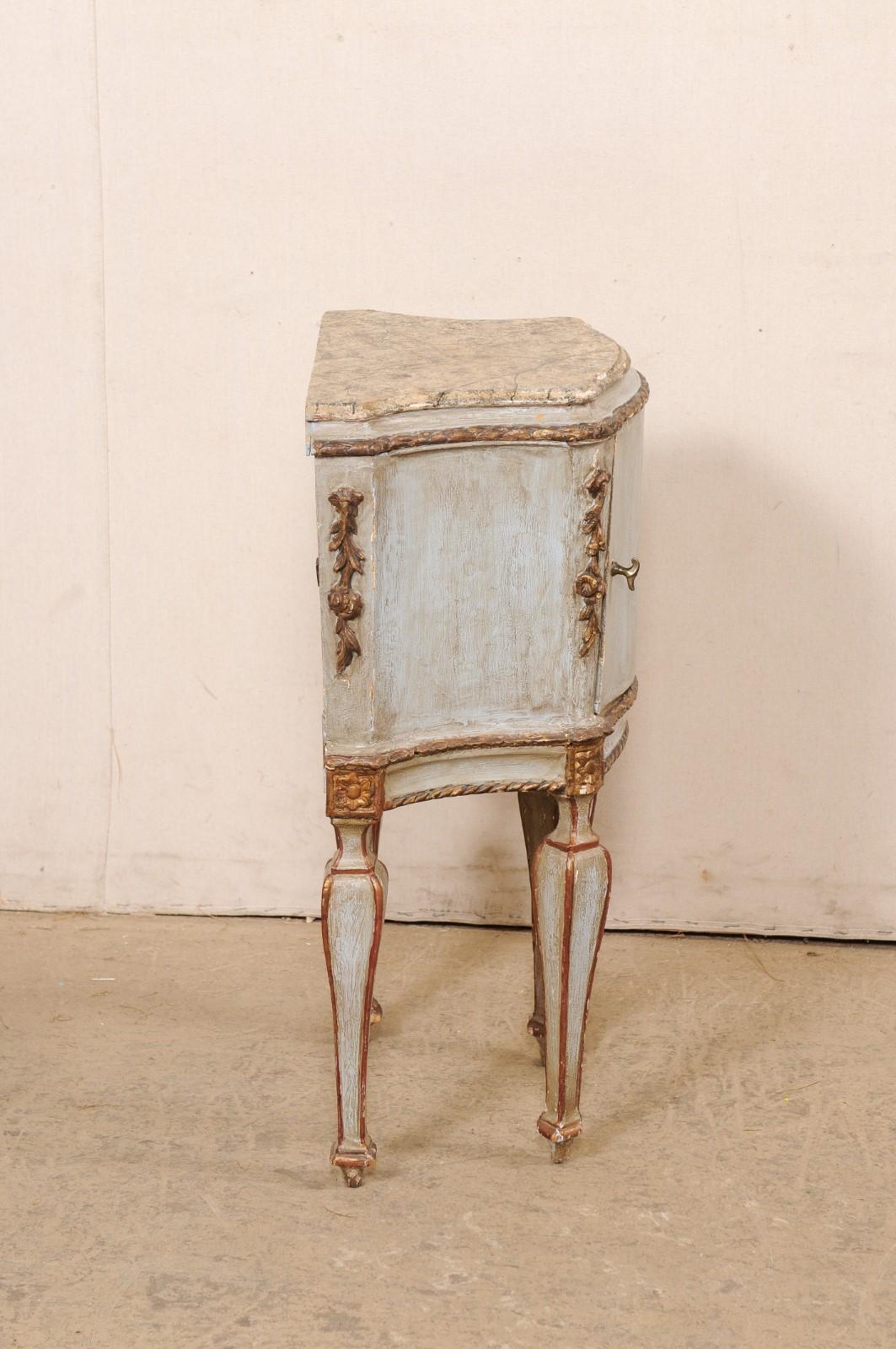 Venetian Late 18th C. Shapely Carved & Painted Side Chest w/Marble Top For Sale 1