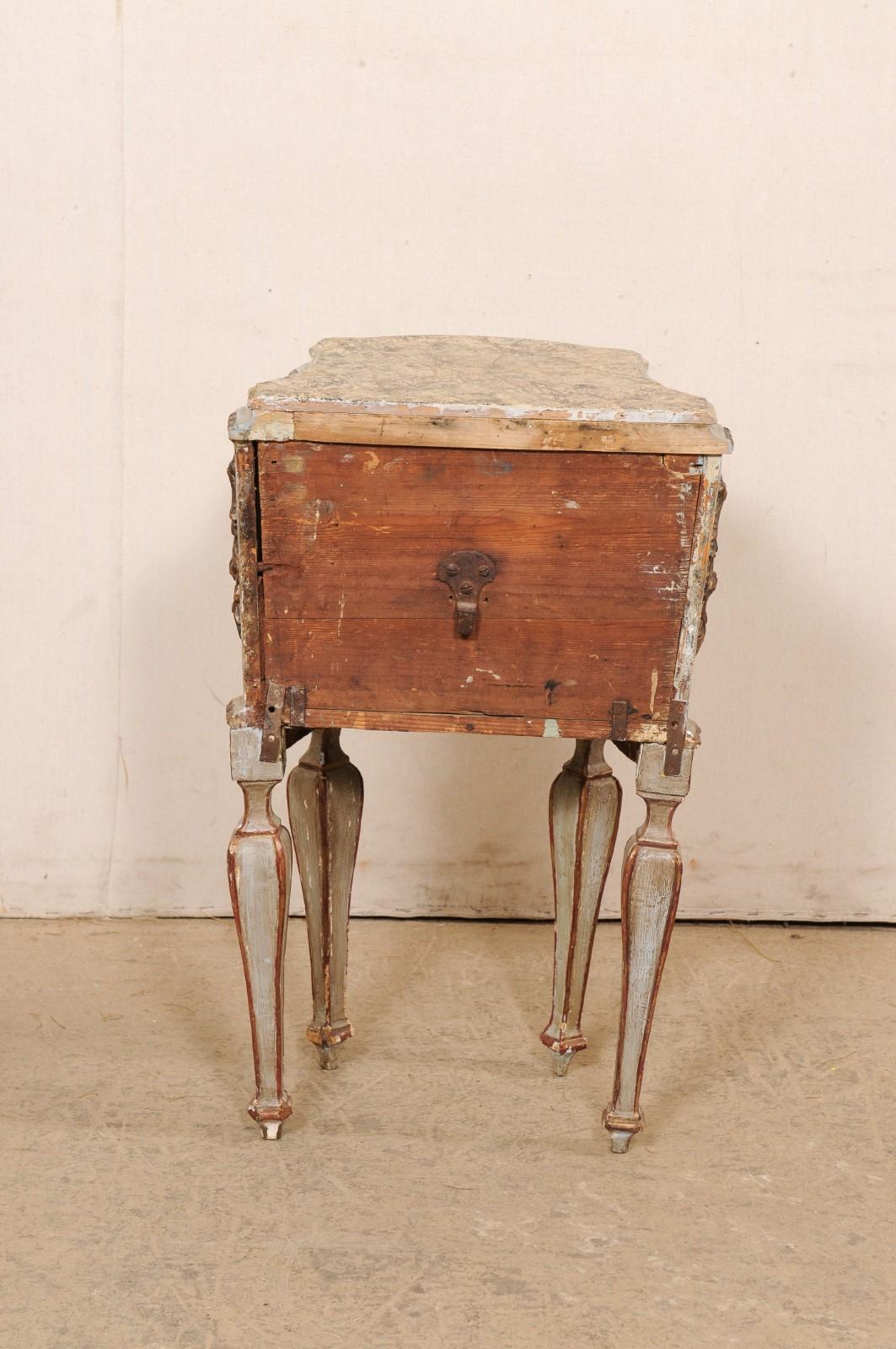 Venetian Late 18th C. Shapely Carved & Painted Side Chest w/Marble Top For Sale 3