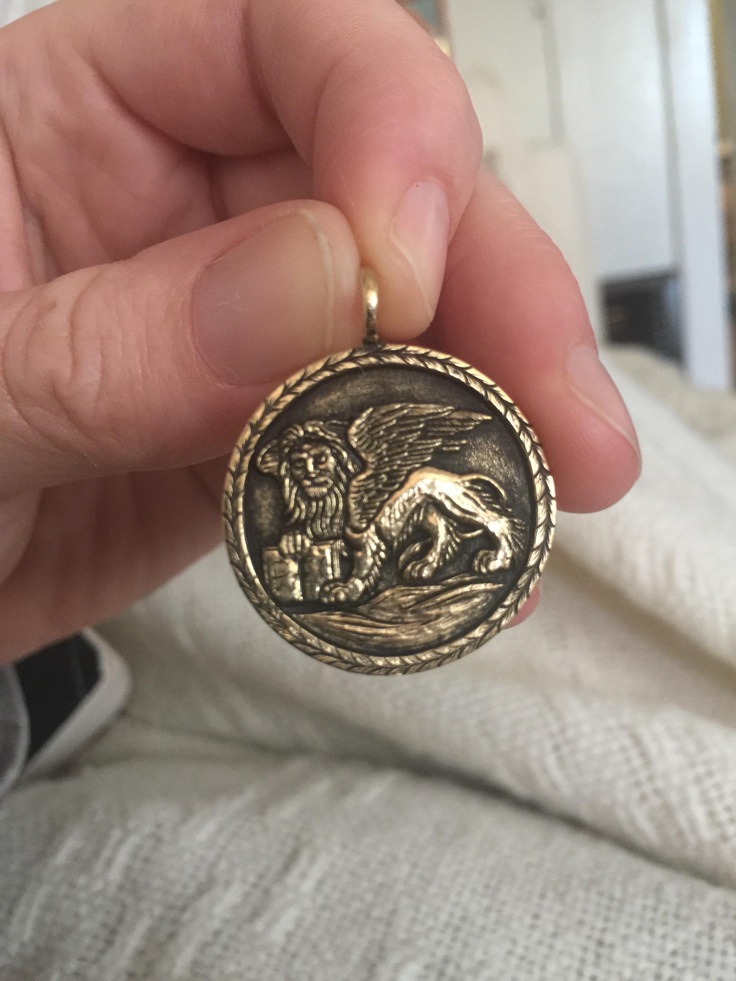 Artisan Venetian Lion 18 Karat Gold Pendant Necklace