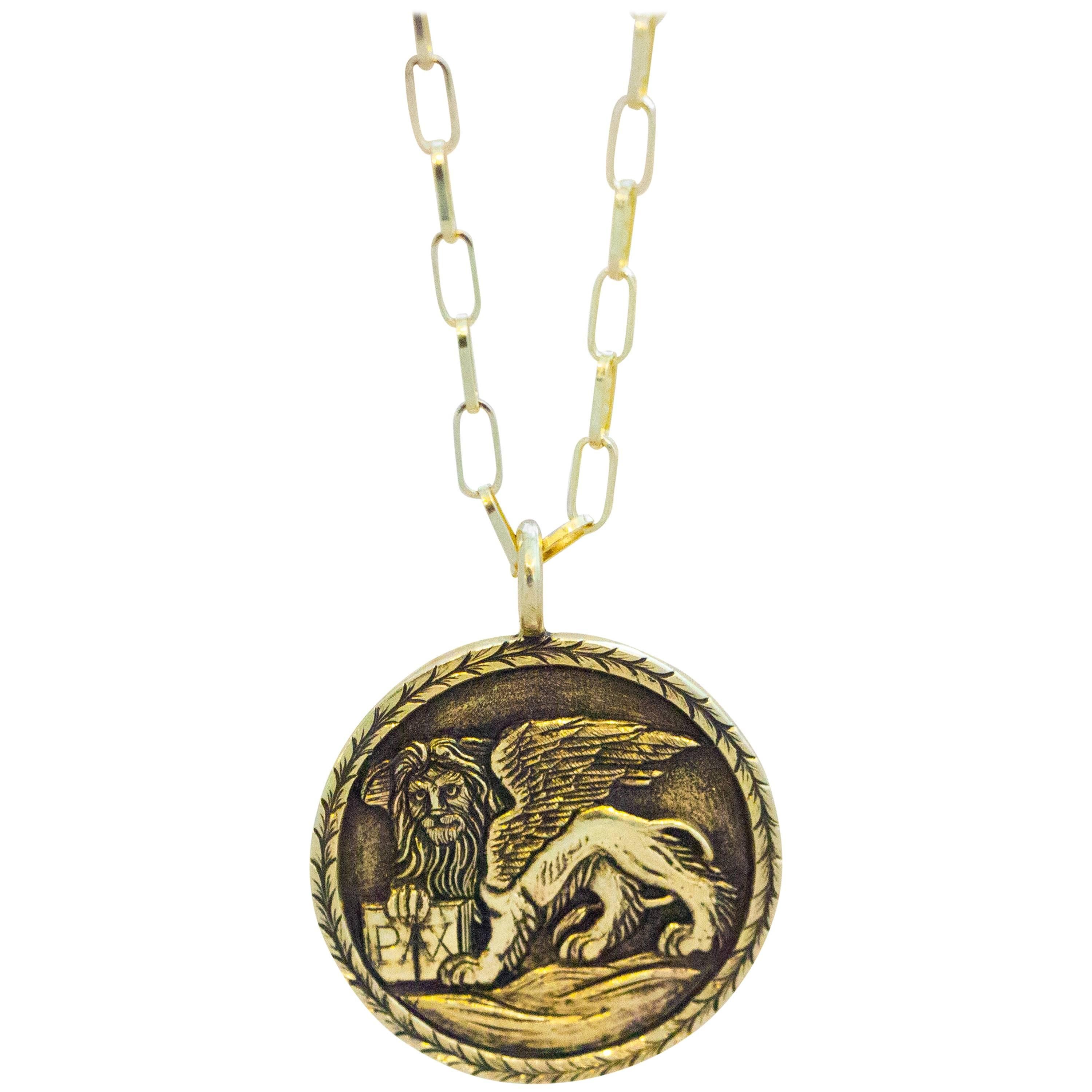 Venetian Lion 18 Karat Gold Pendant Necklace