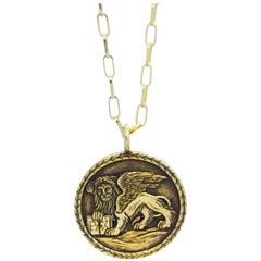 Venetian Lion 18 Karat Gold Pendant Necklace