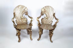 Victorian Living Room Set by GROTTO, Carved Wood, Italy, Circa 1850