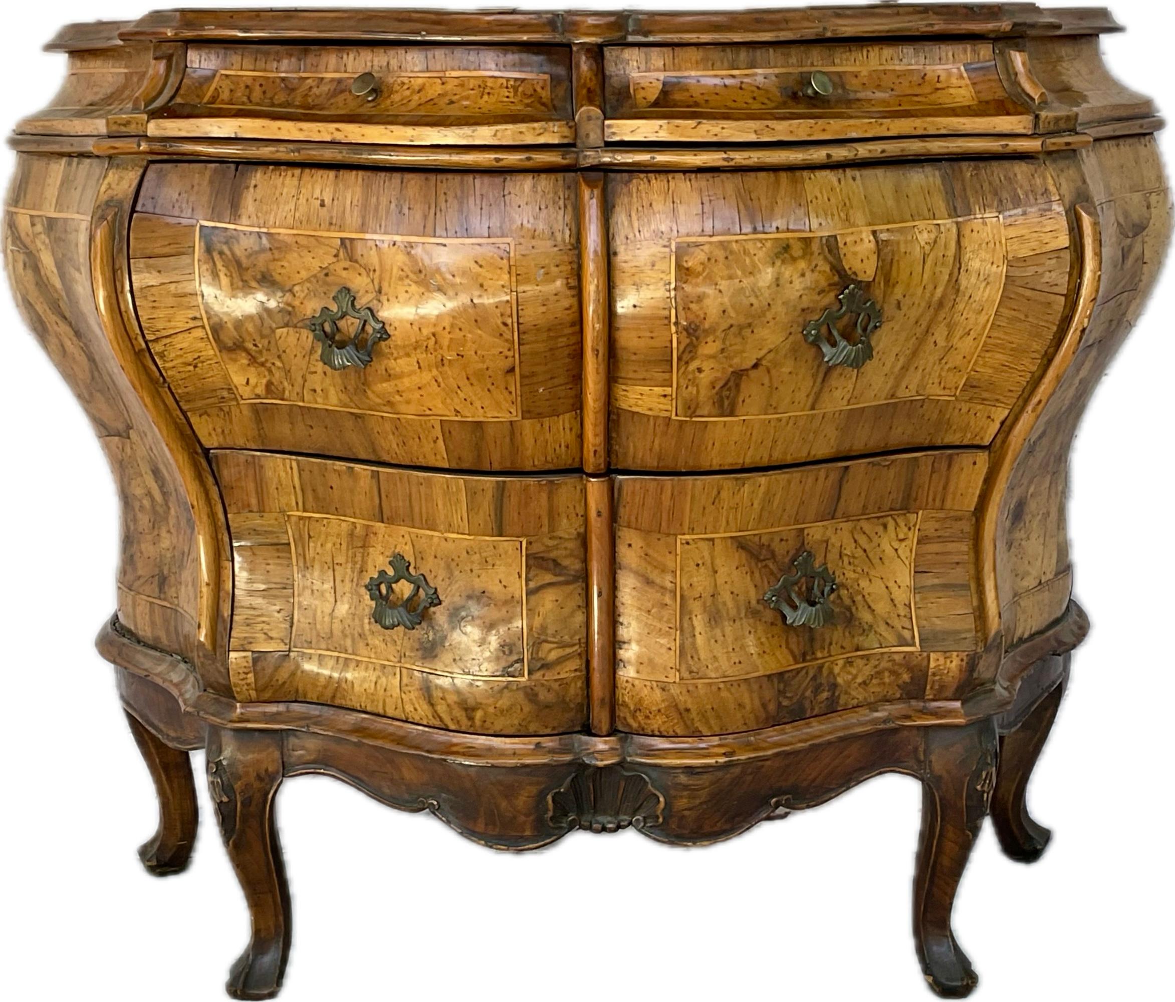 Italian Venetian Louis XIV Bombay Burl Walnut Chest For Sale