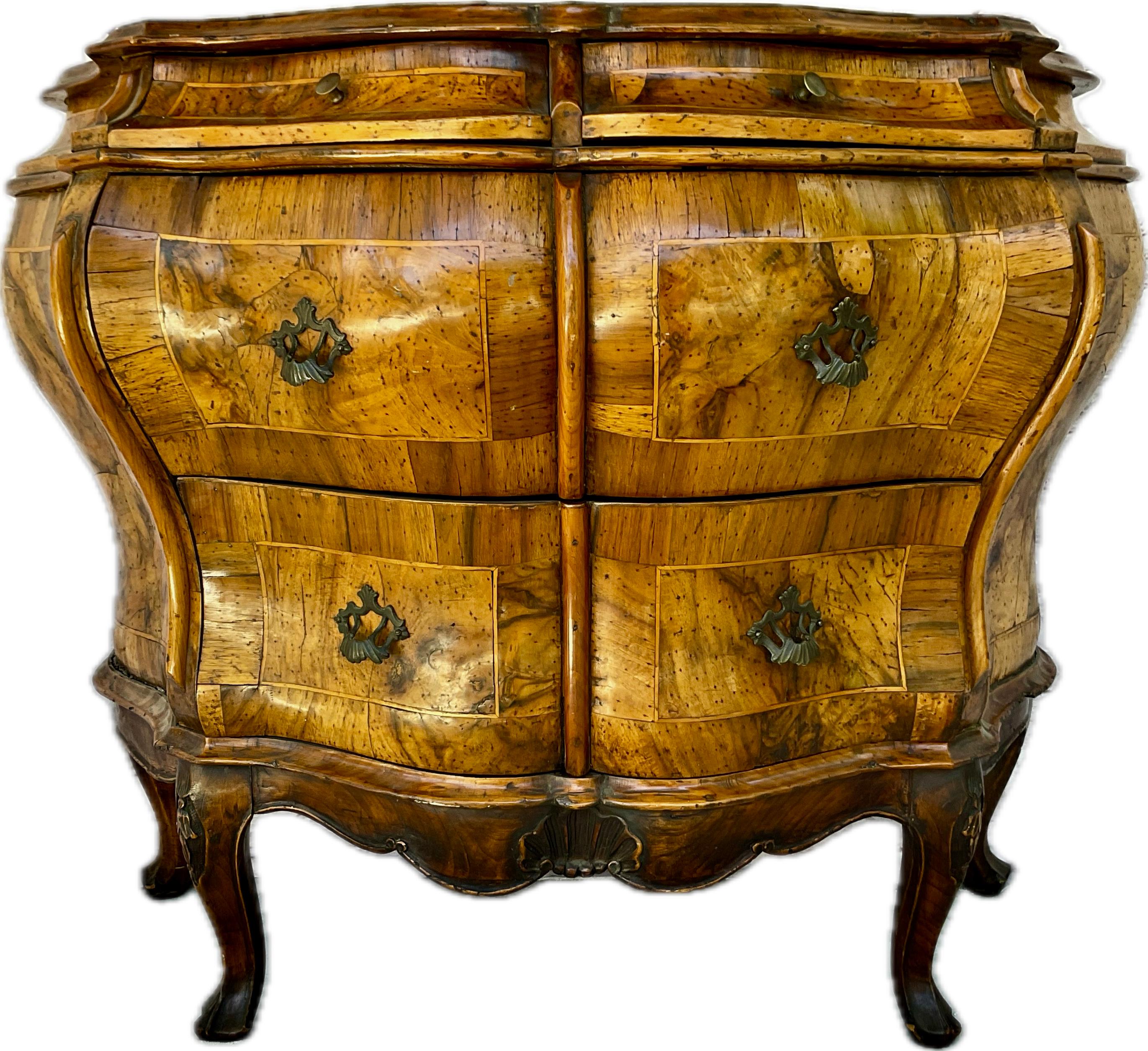 19th Century Venetian Louis XIV Bombay Burl Walnut Chest For Sale