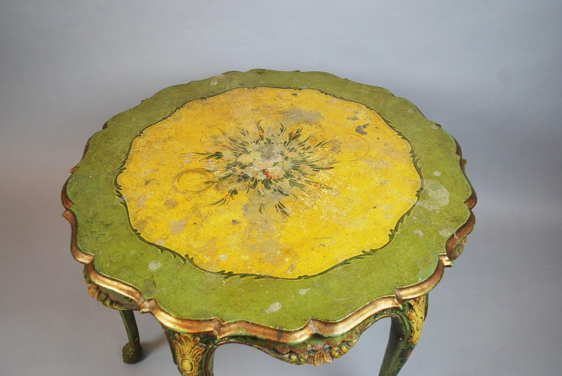 Wood Venetian Louis XV Style Painted Table