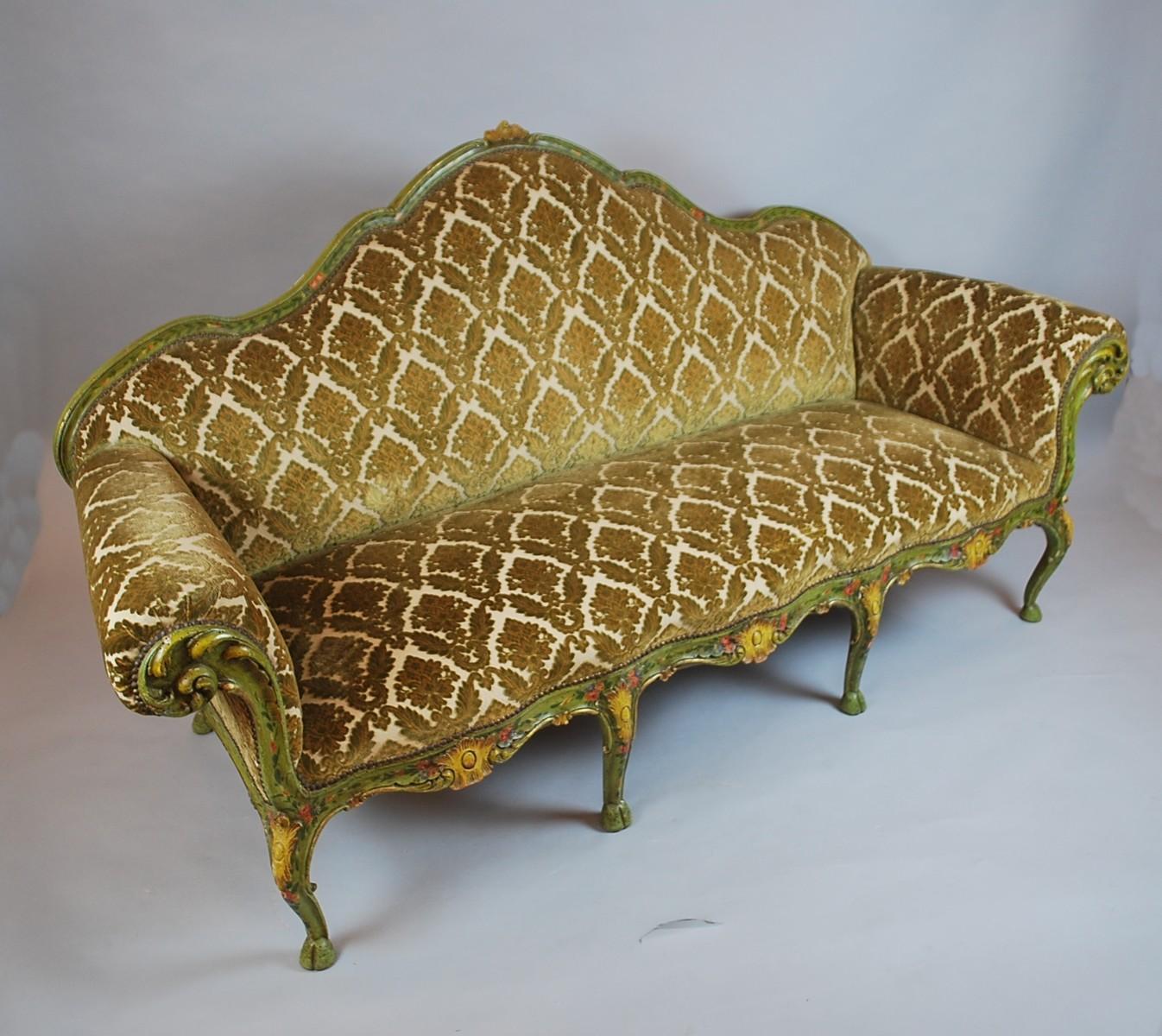 Wood Venetian Louis XV Style Sofa, Circa 1900