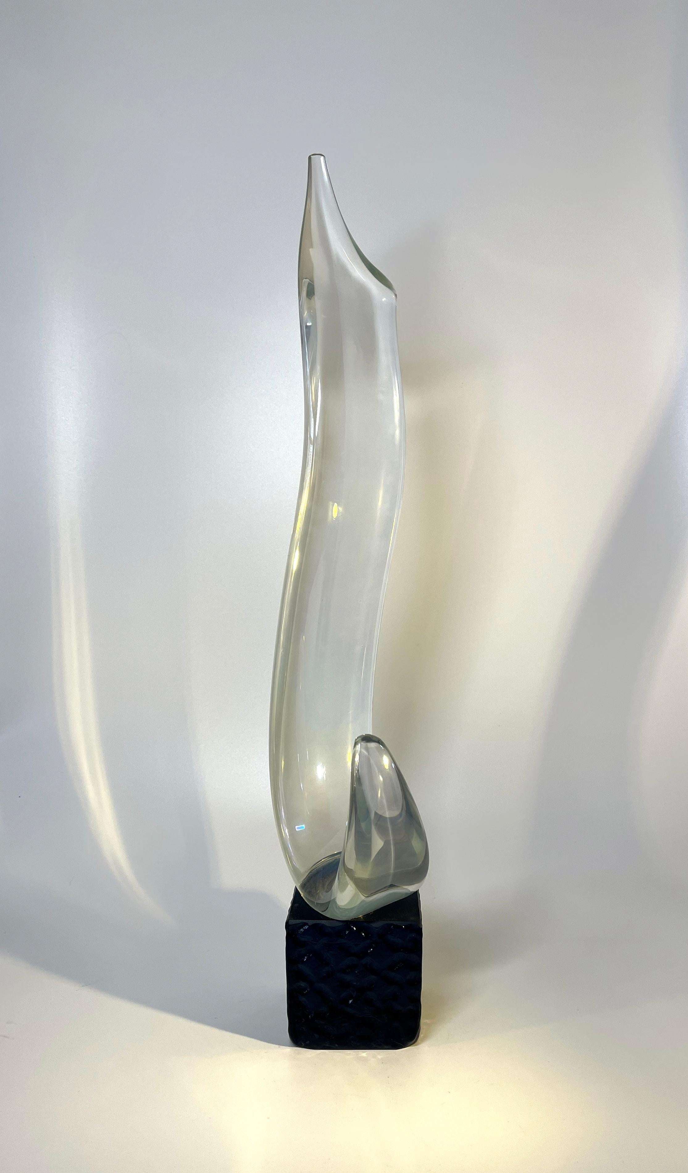 Exceptionnelle sculpture abstraite en ruban de cristal du Maestro Elio Raffaeli vénitien en vente 2