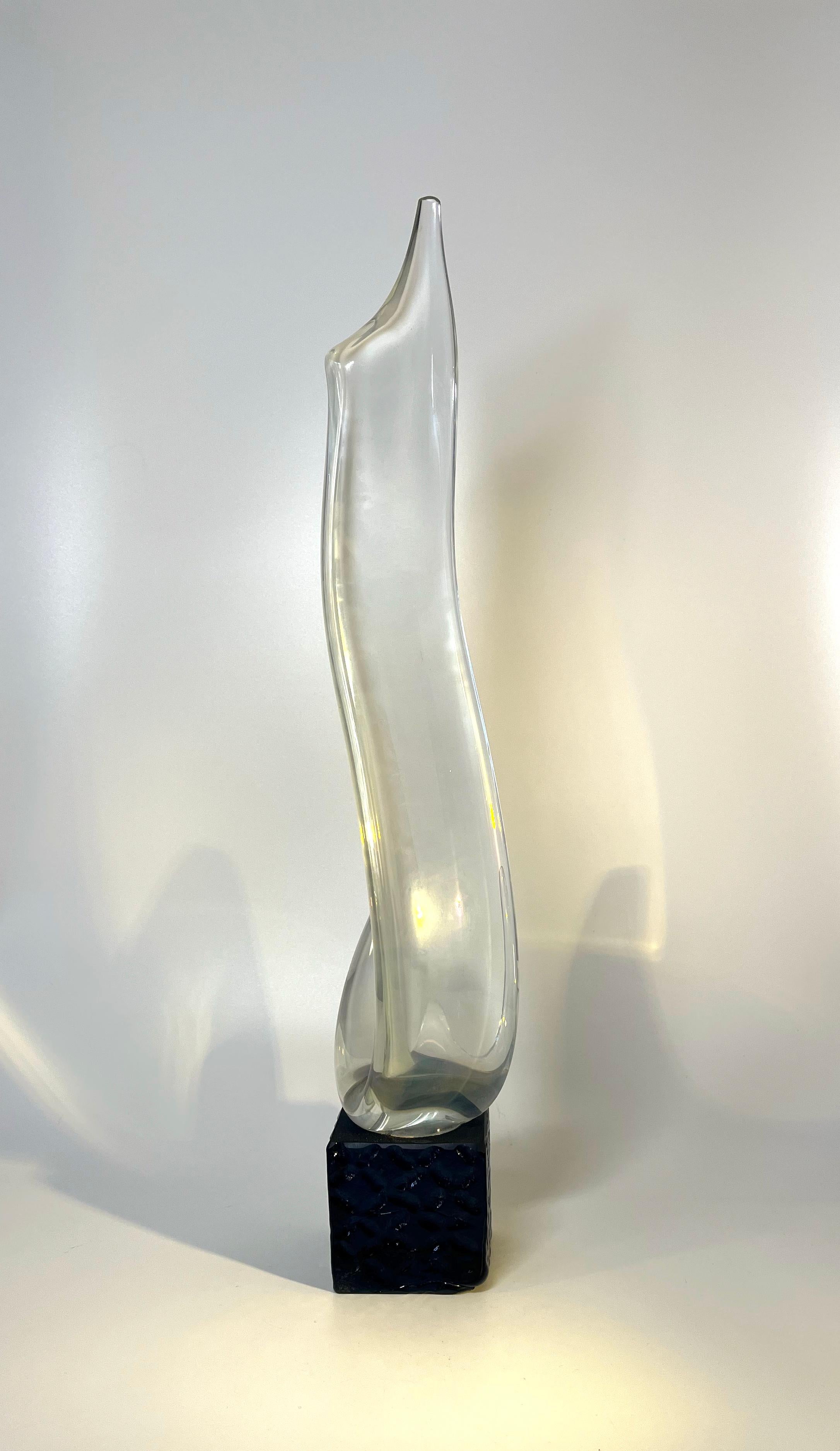 Exceptionnelle sculpture abstraite en ruban de cristal du Maestro Elio Raffaeli vénitien en vente 3
