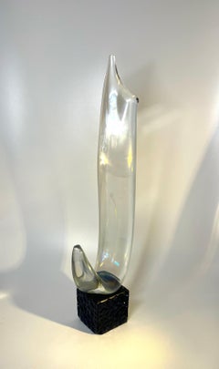 Maestro veneciano Elio Raffaeli, Destacada escultura abstracta de cinta de cristal