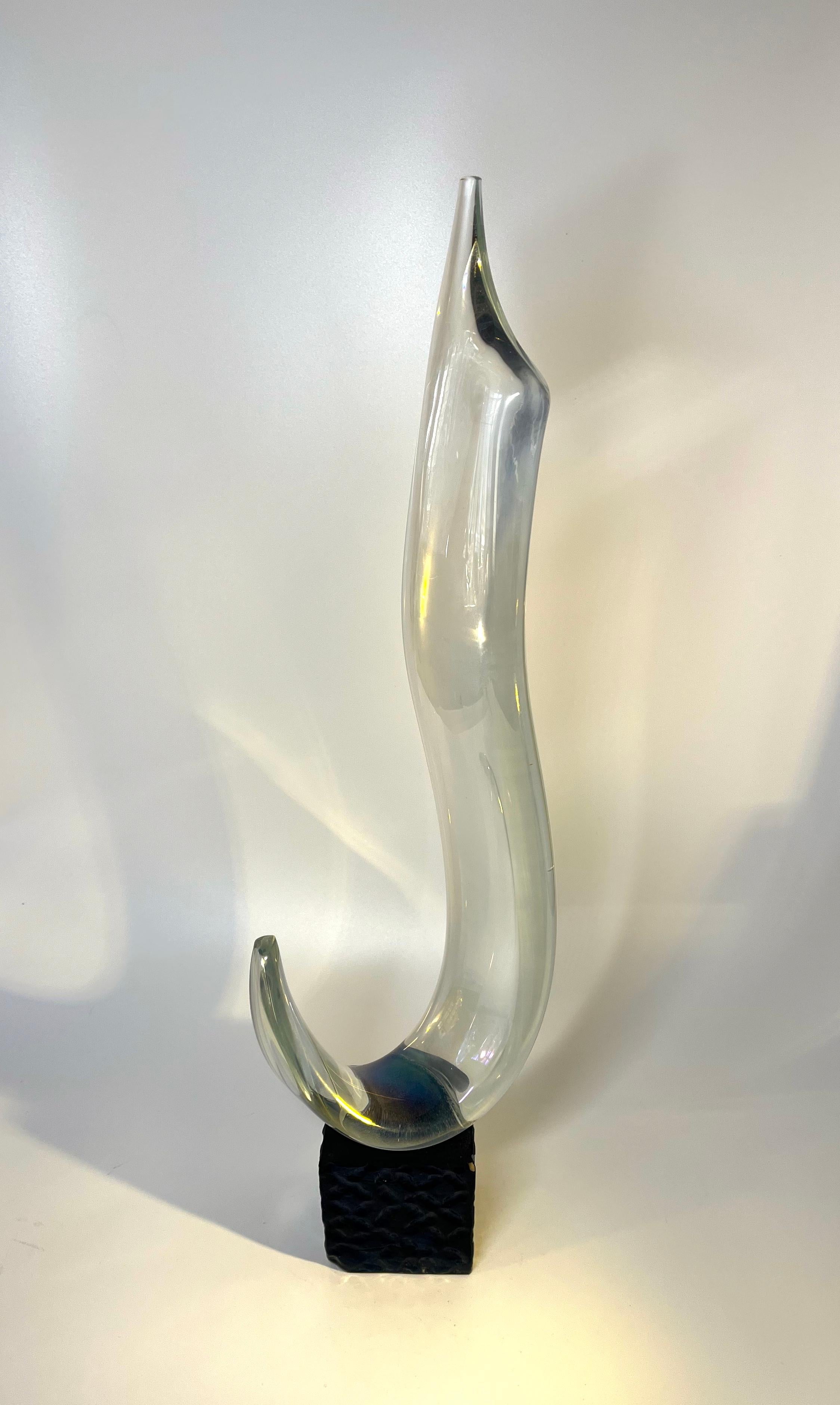 Venetian Maestro Elio Raffaeli, Outstanding Crystal Ribbon Abstract Sculpture In Good Condition For Sale In Rothley, Leicestershire