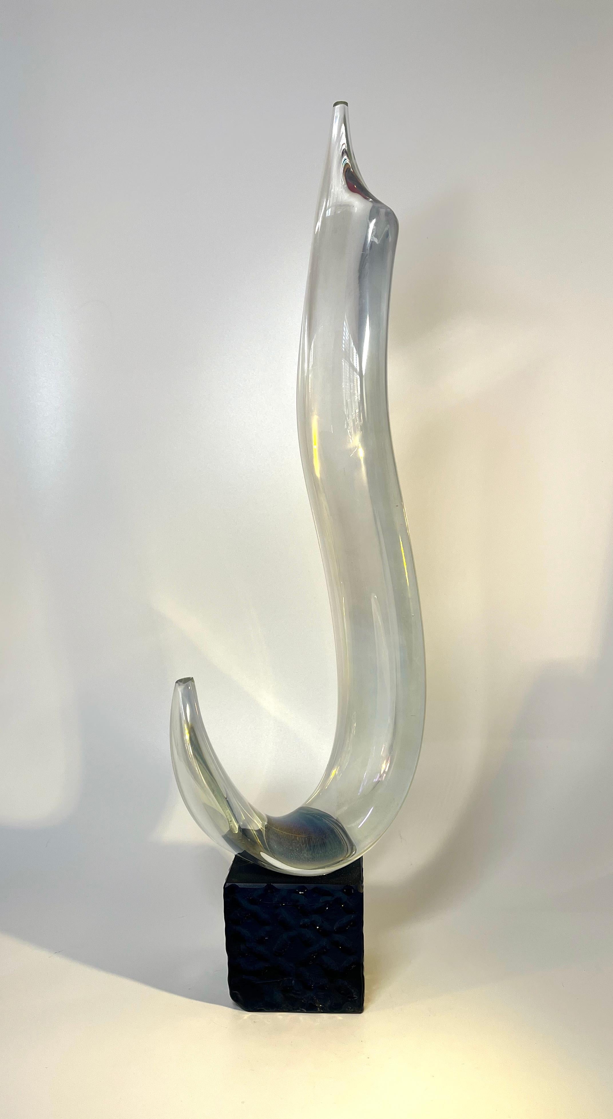 Exceptionnelle sculpture abstraite en ruban de cristal du Maestro Elio Raffaeli vénitien en vente 1