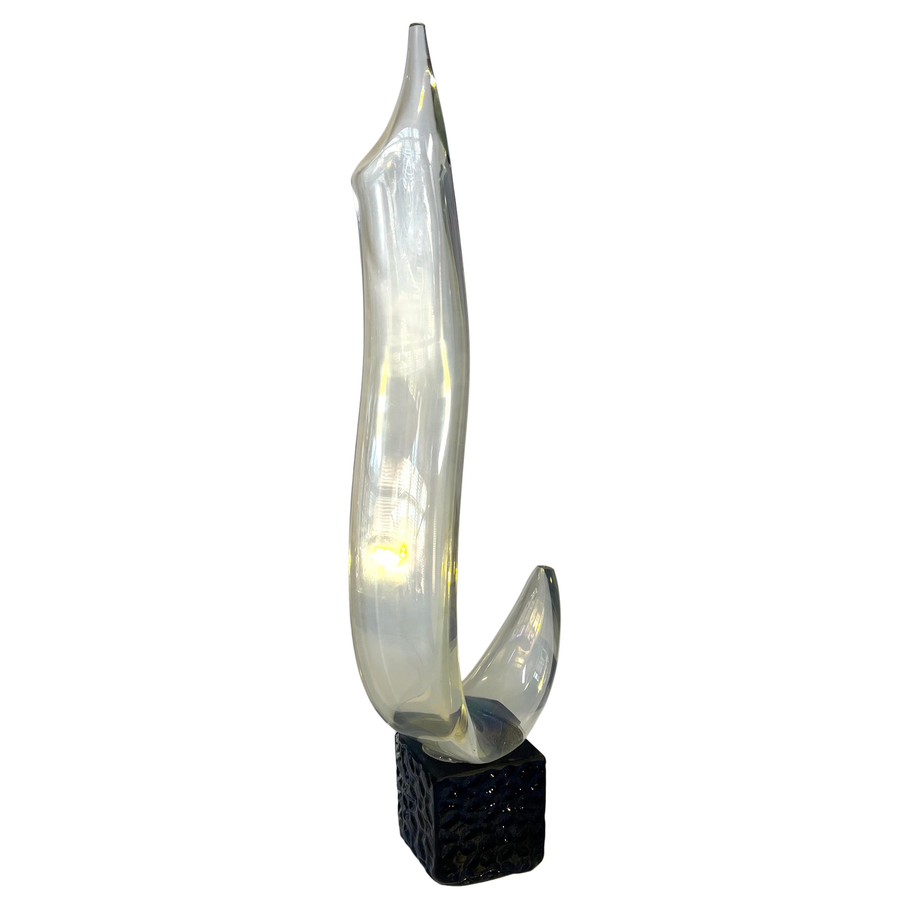 Exceptionnelle sculpture abstraite en ruban de cristal du Maestro Elio Raffaeli vénitien en vente
