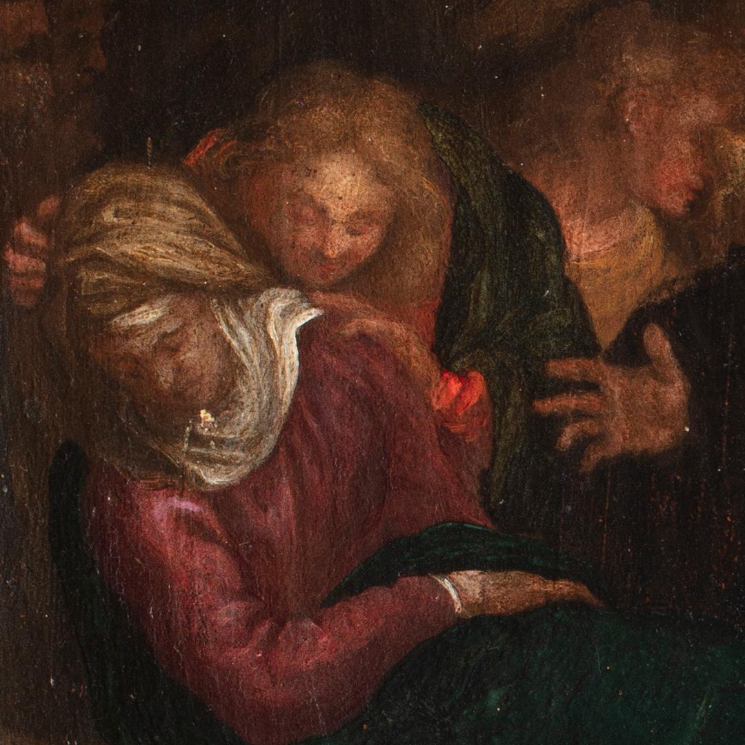 Venezianische Maestro-Deposition des Christus, Ölgemälde auf Tafel, 16. Jahrhundert im Angebot 1