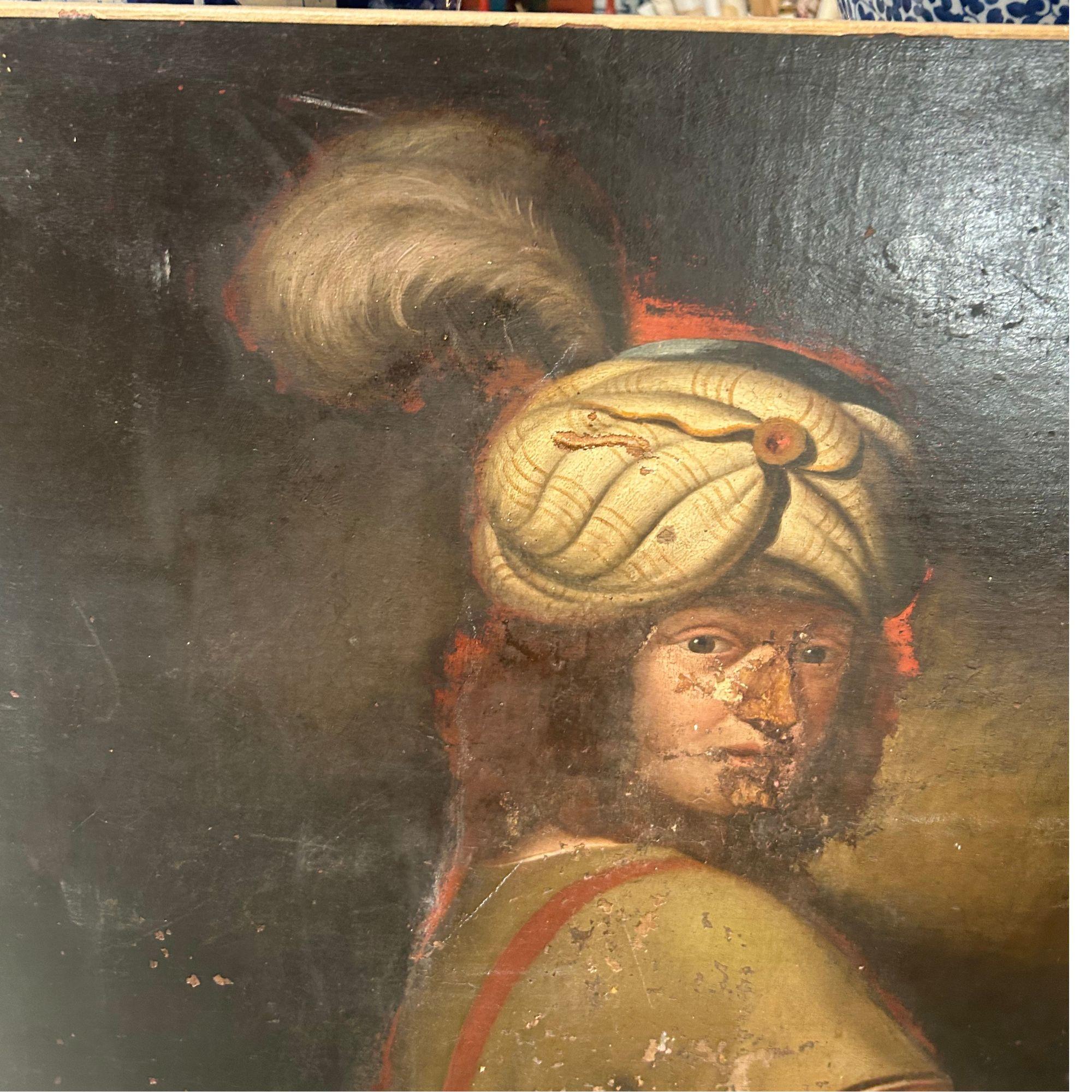 Oiled Venetian Man with Turban Painting For Sale