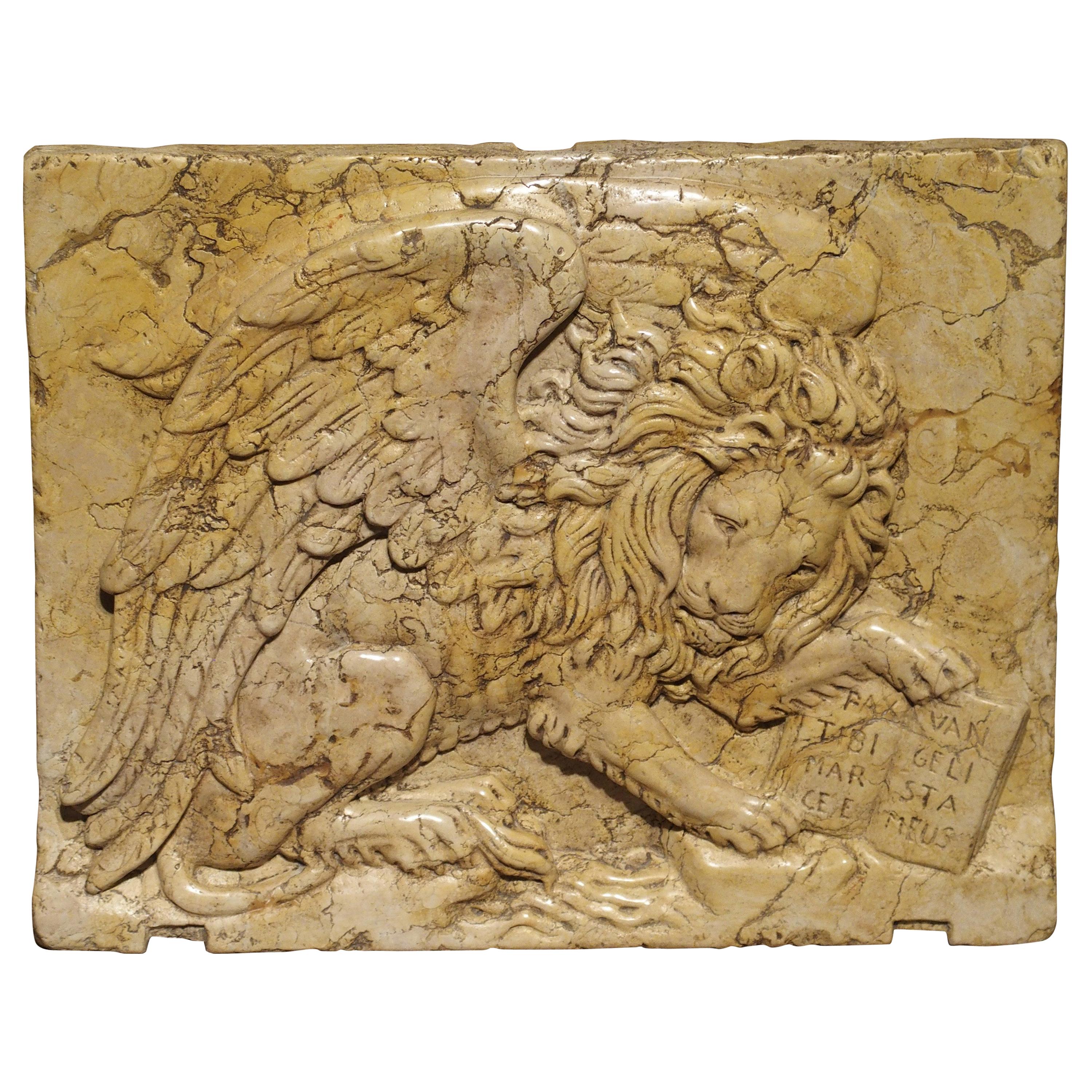 Venetian Marble Plaque "The Winged Lion of Venice"