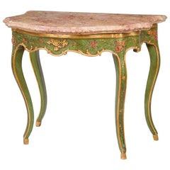 Venetian Marble Top Painted Console