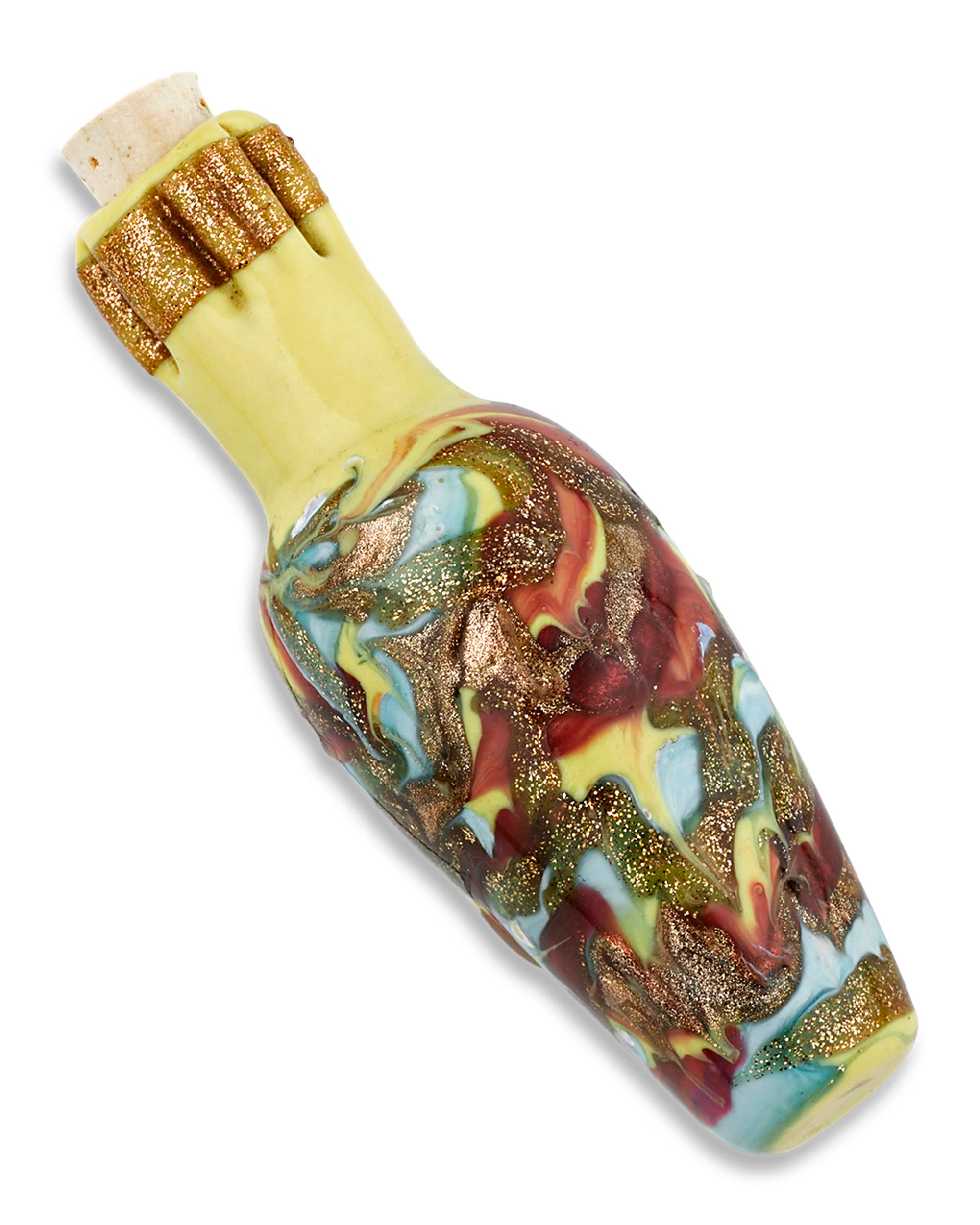 Italian Venetian Marbled Glass Scent Bottle For Sale