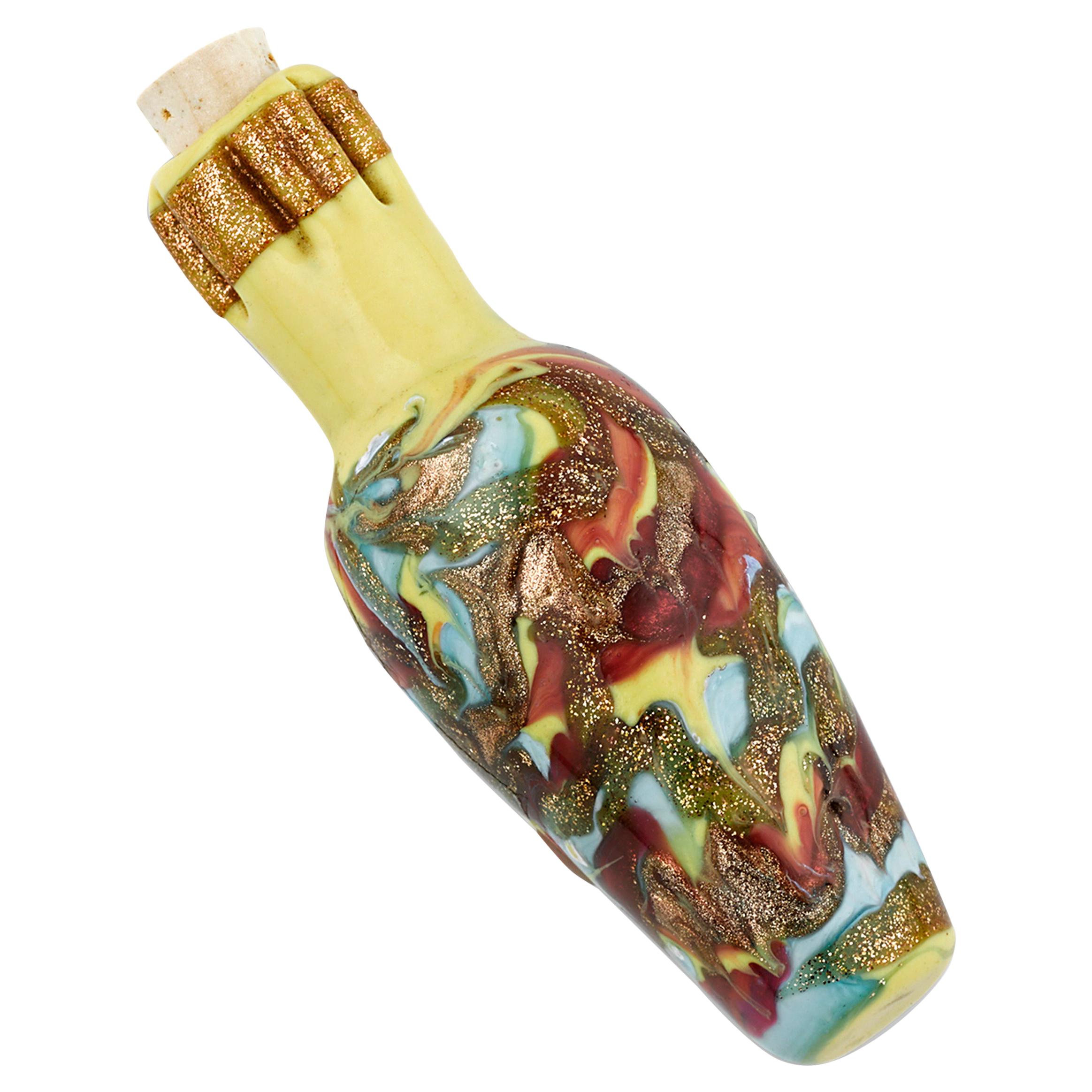 Venetian Marbled Glass Scent Bottle For Sale