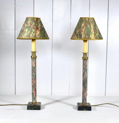 Venetian Marbleized Parchment Candlestick Lamps