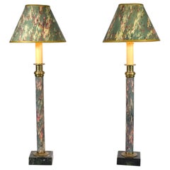 Venetian Marbleized Parchment Candlestick Lamps