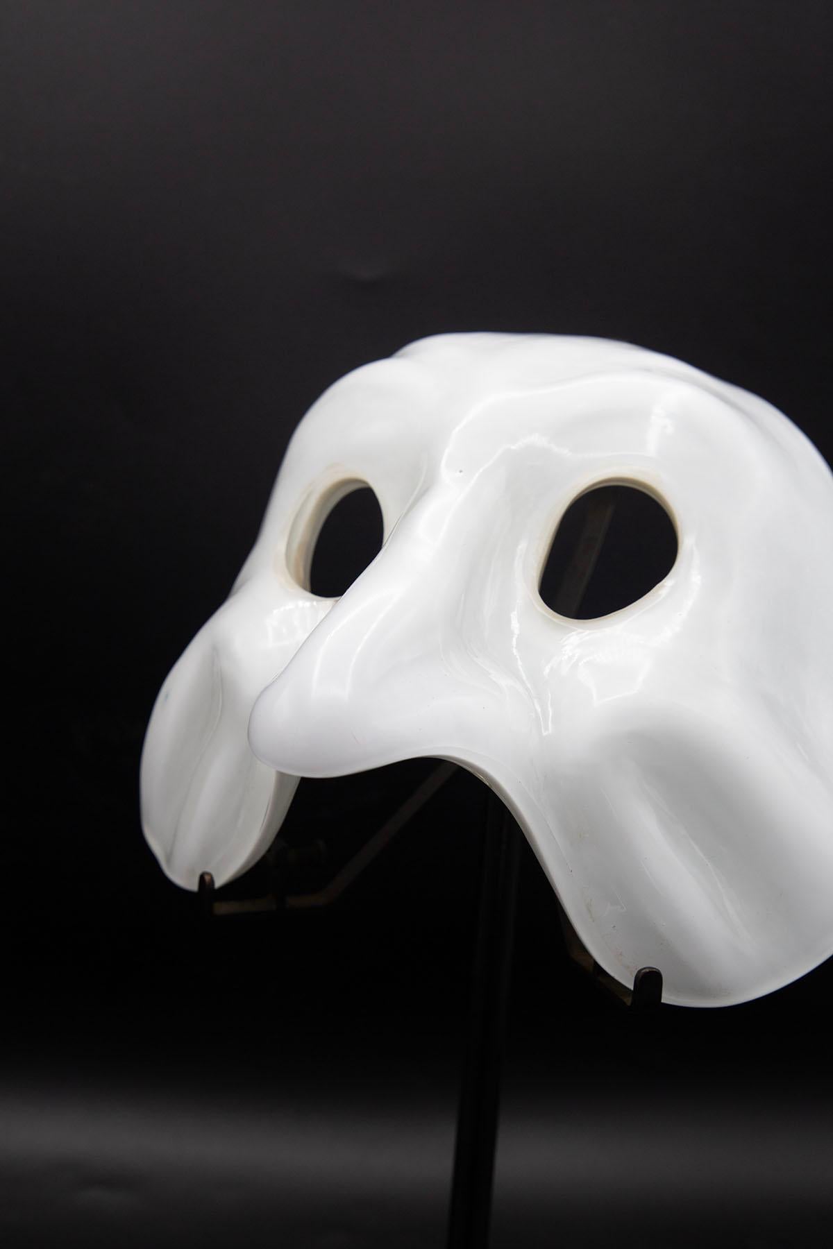 Italiano Maschera veneziana in vetro di Murano, etichetta Venini