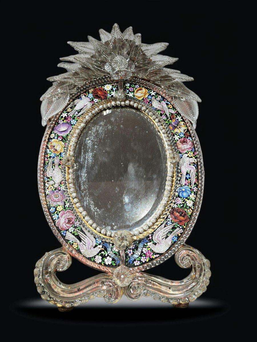 Romantic Venetian micromosaic mirror, 19th century For Sale