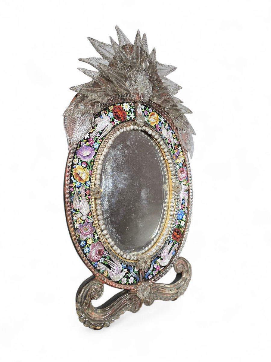 Hand-Crafted Venetian micromosaic mirror, 19th century For Sale